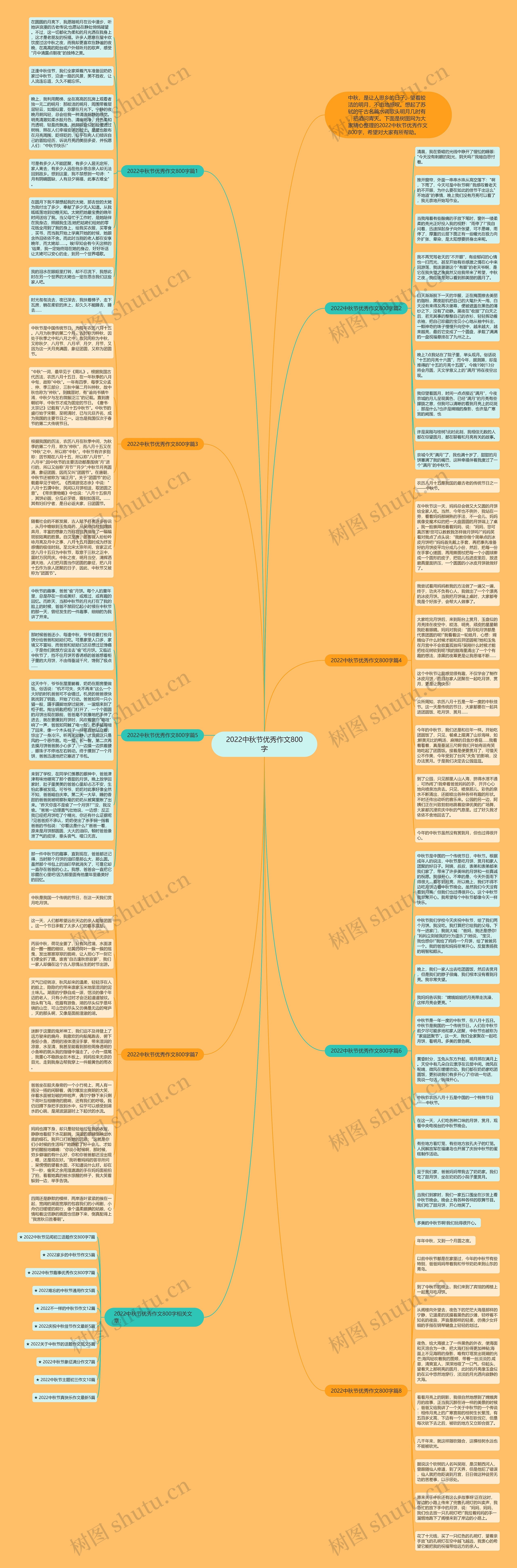 2022中秋节优秀作文800字思维导图