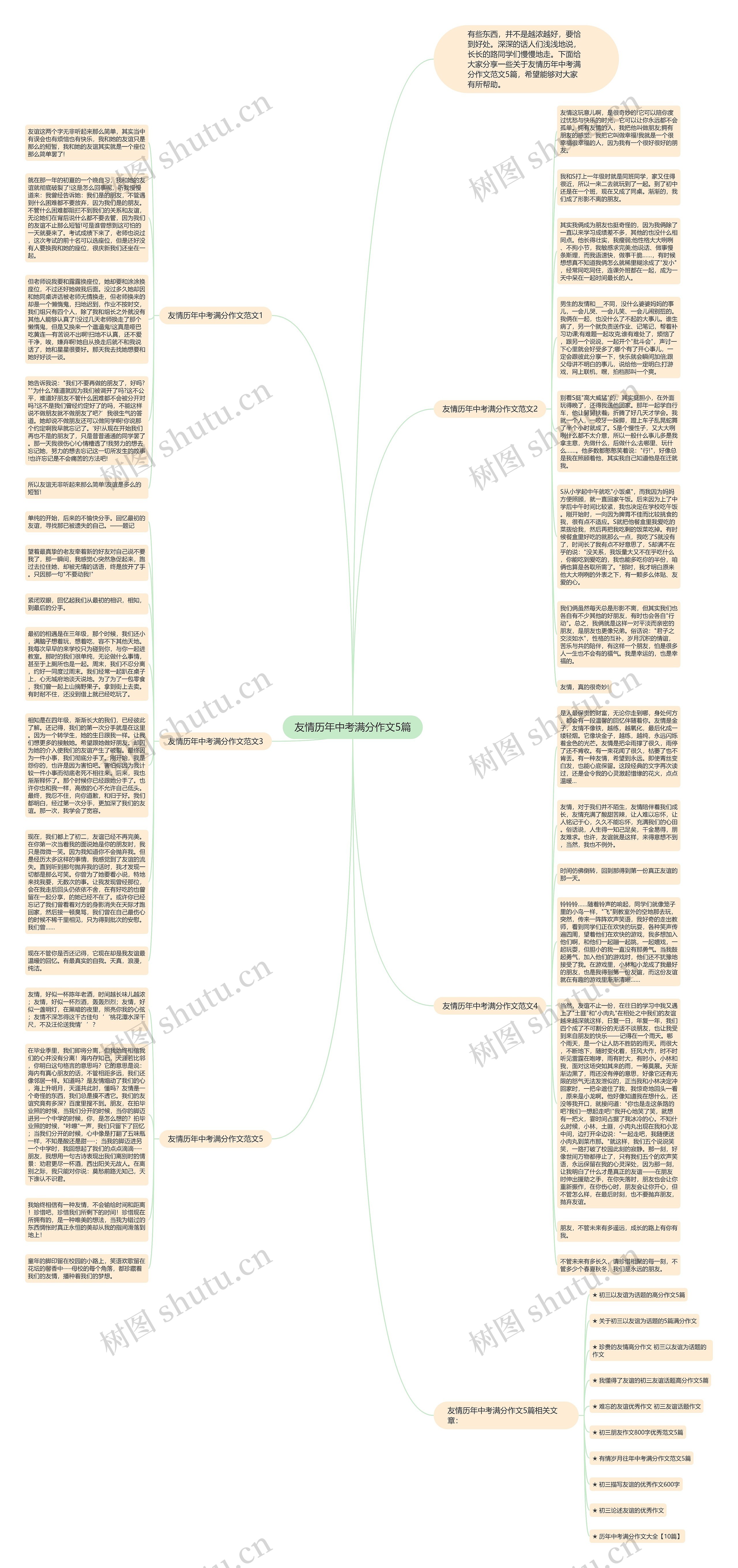 友情历年中考满分作文5篇思维导图