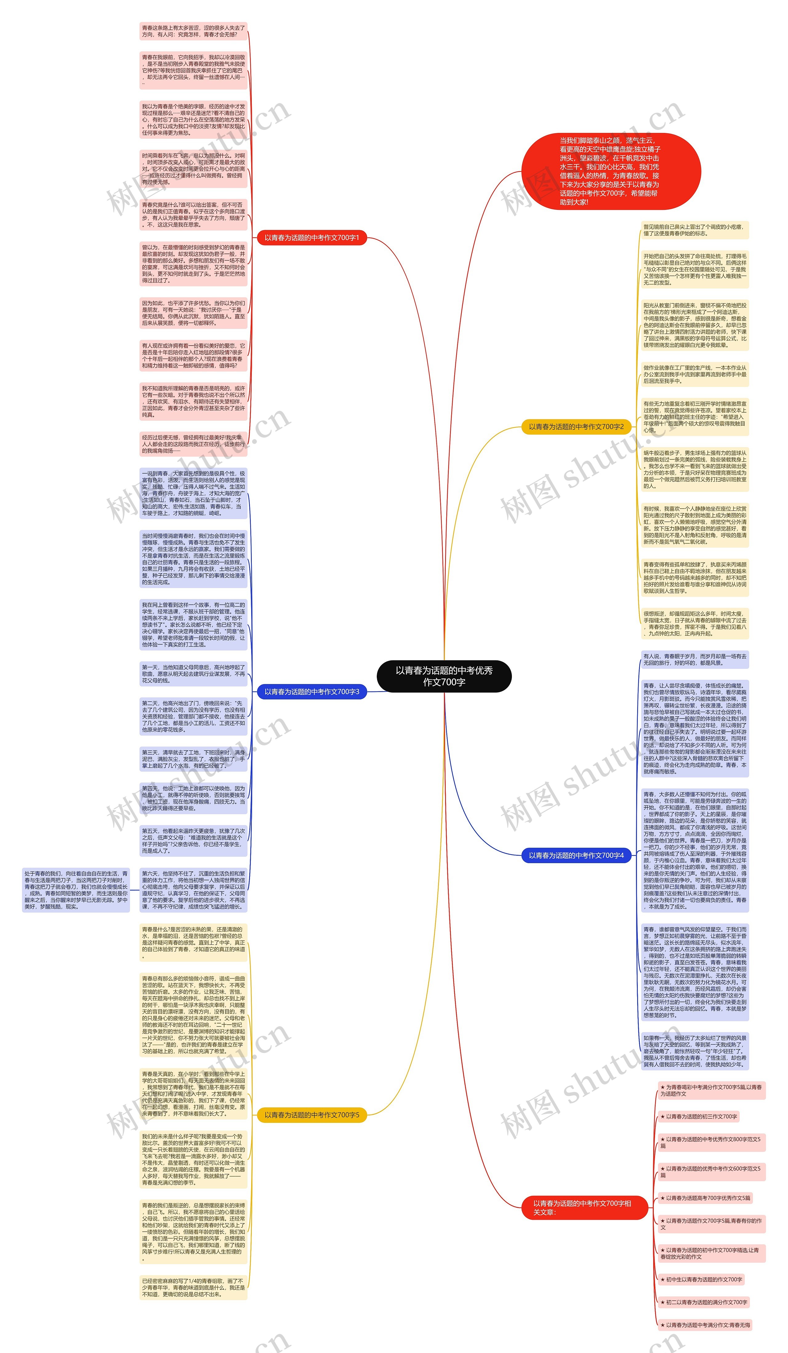 以青春为话题的中考优秀作文700字思维导图