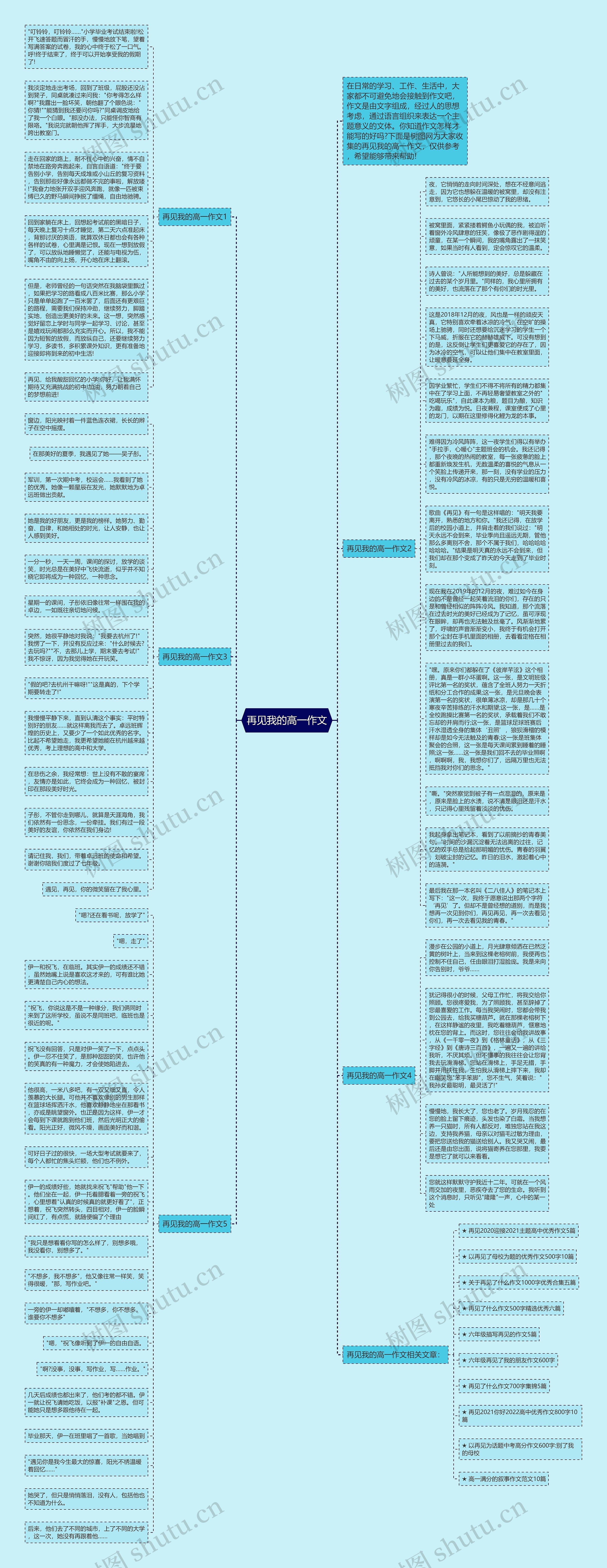 再见我的高一作文思维导图