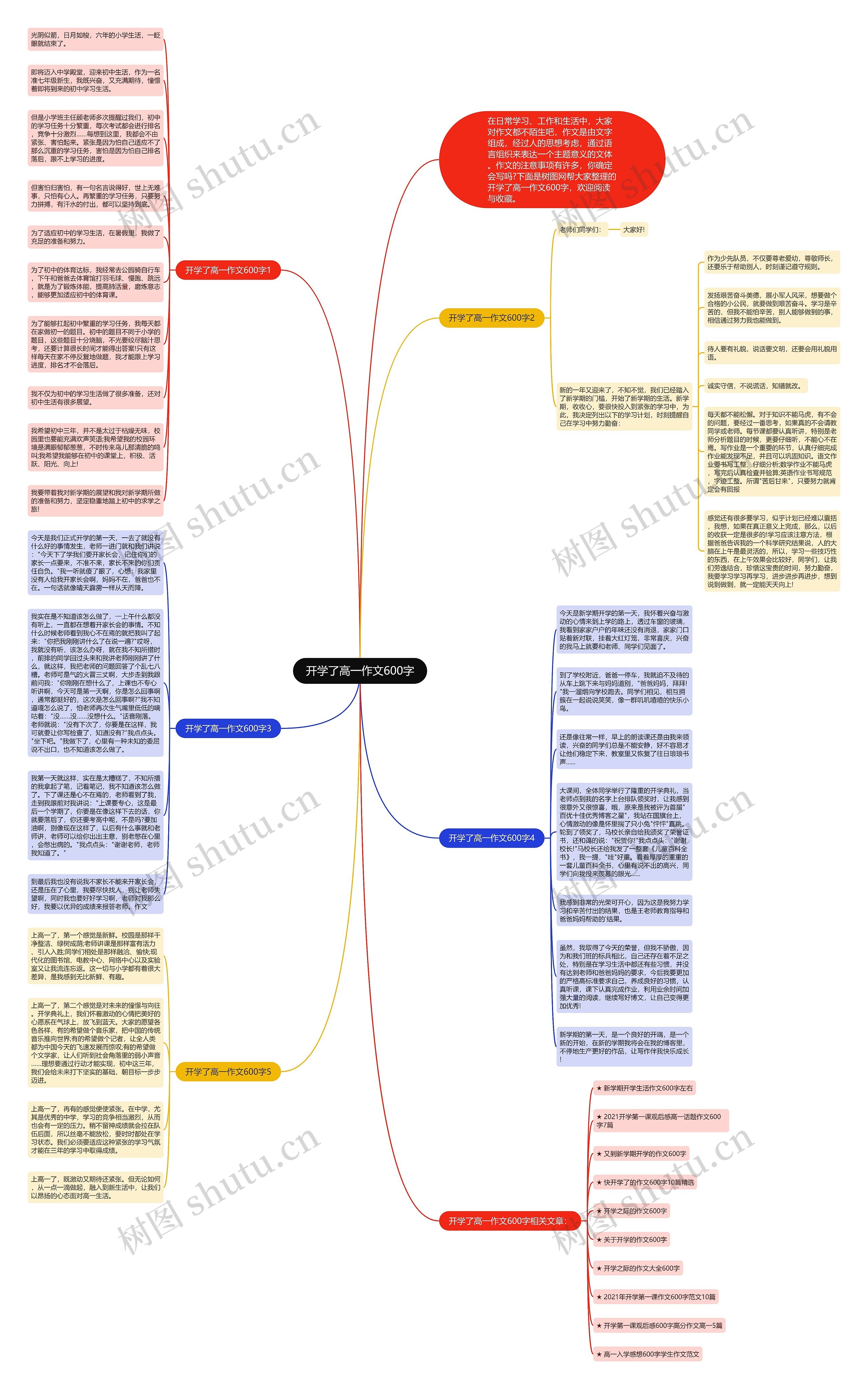开学了高一作文600字思维导图