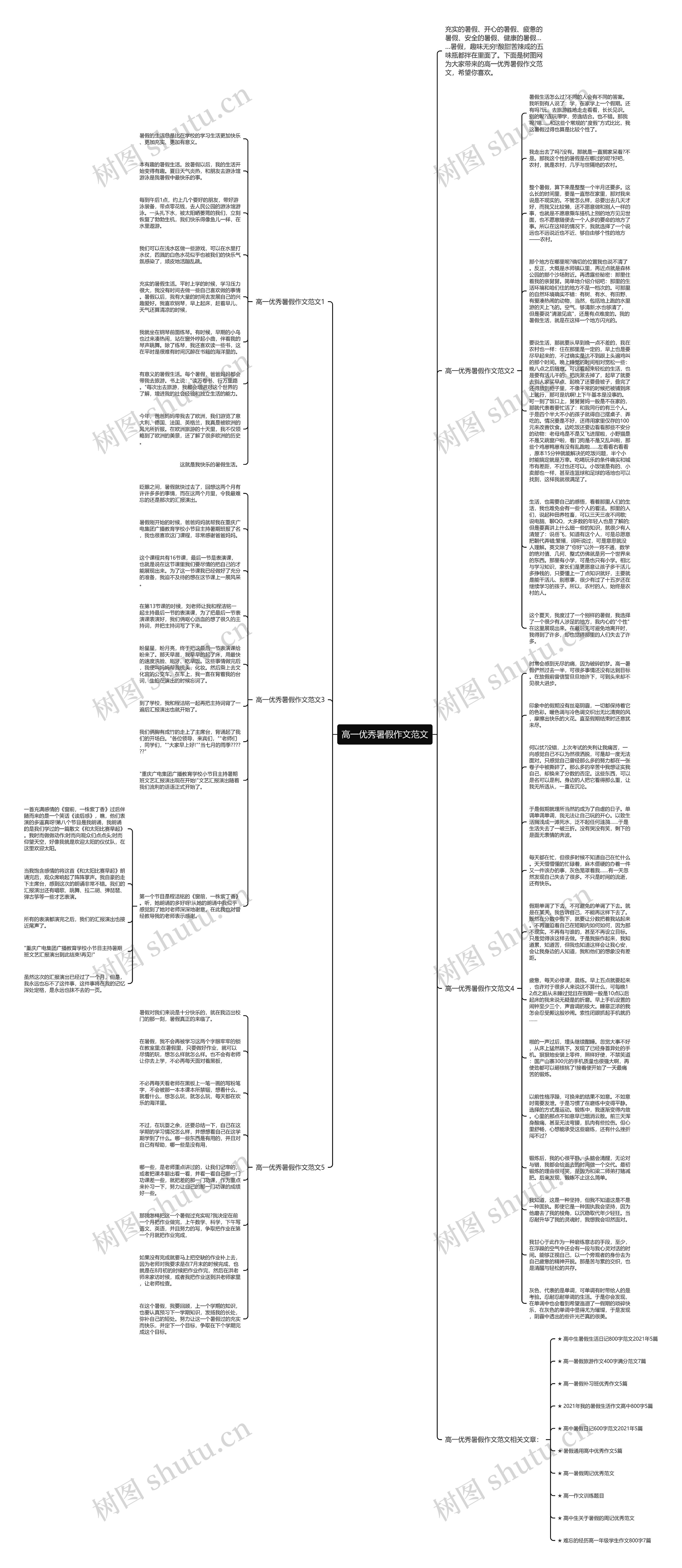 高一优秀暑假作文范文思维导图