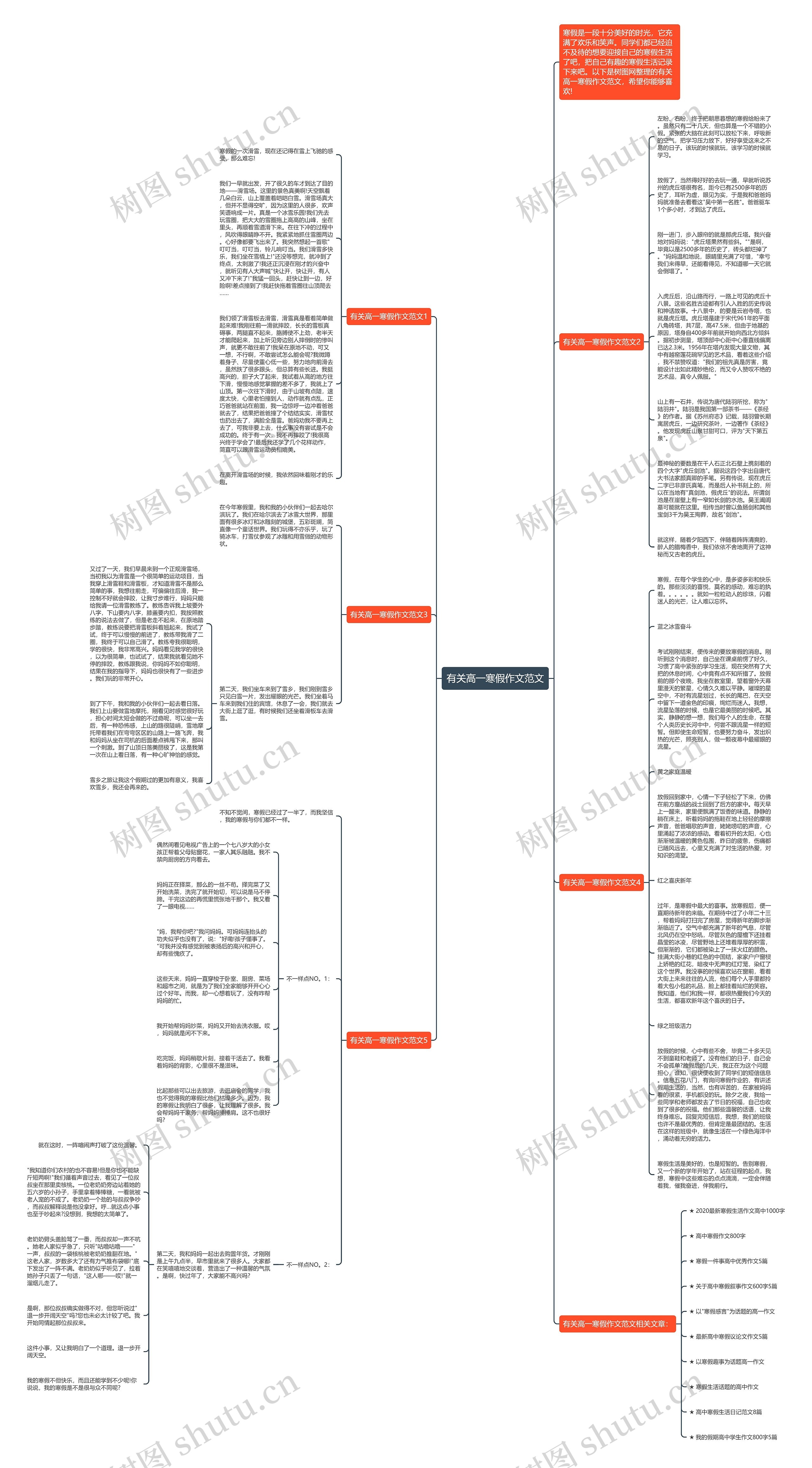 有关高一寒假作文范文思维导图