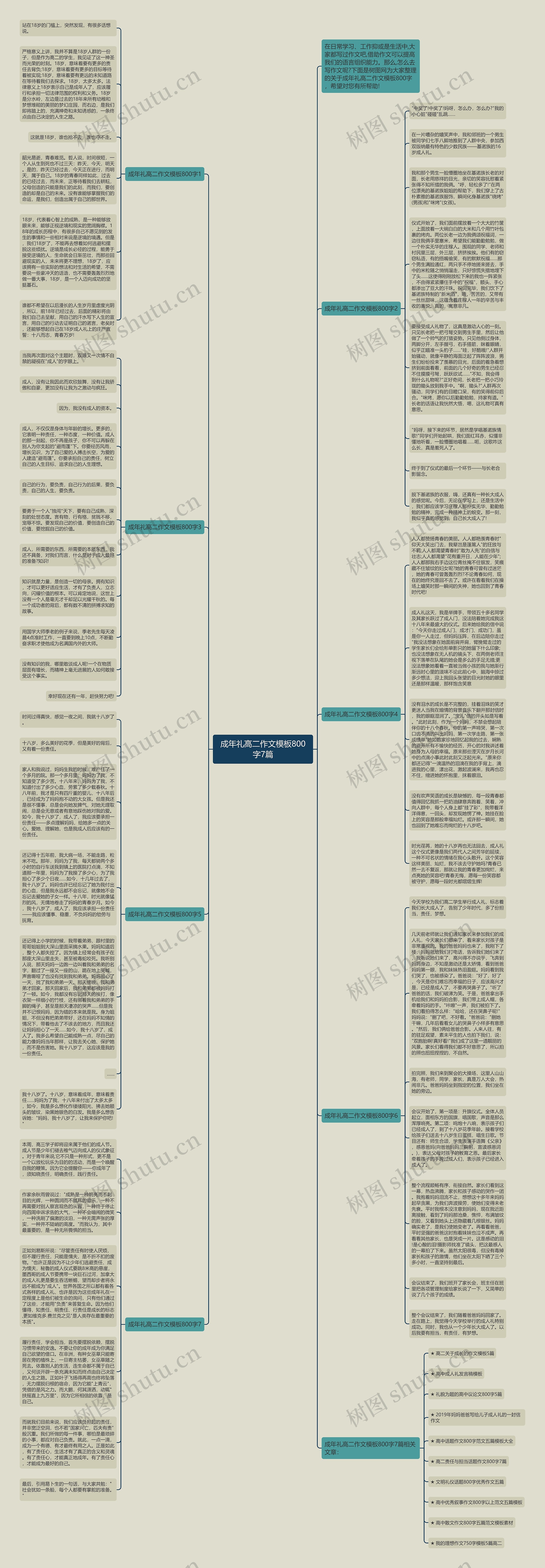 成年礼高二作文800字7篇思维导图
