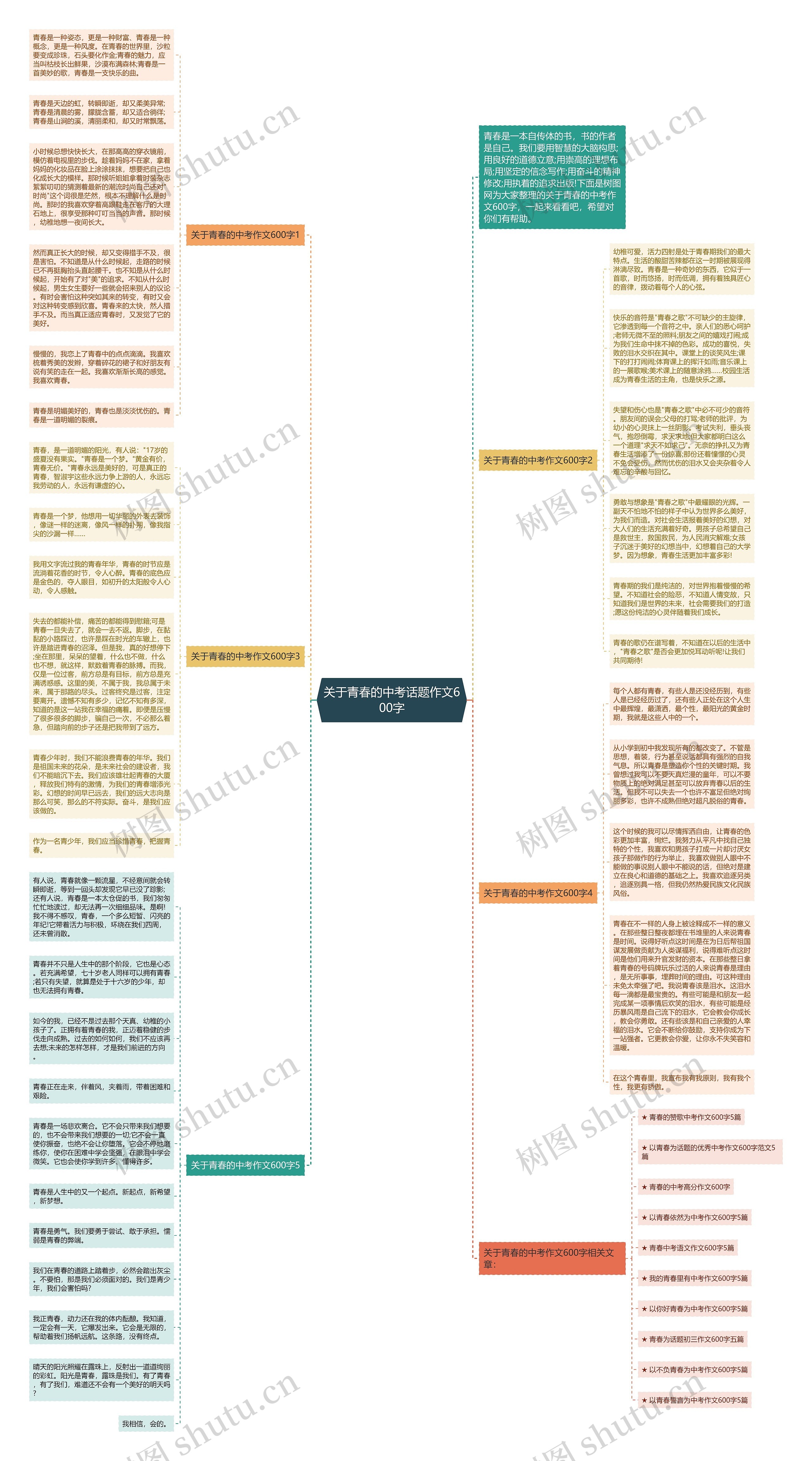 关于青春的中考话题作文600字思维导图