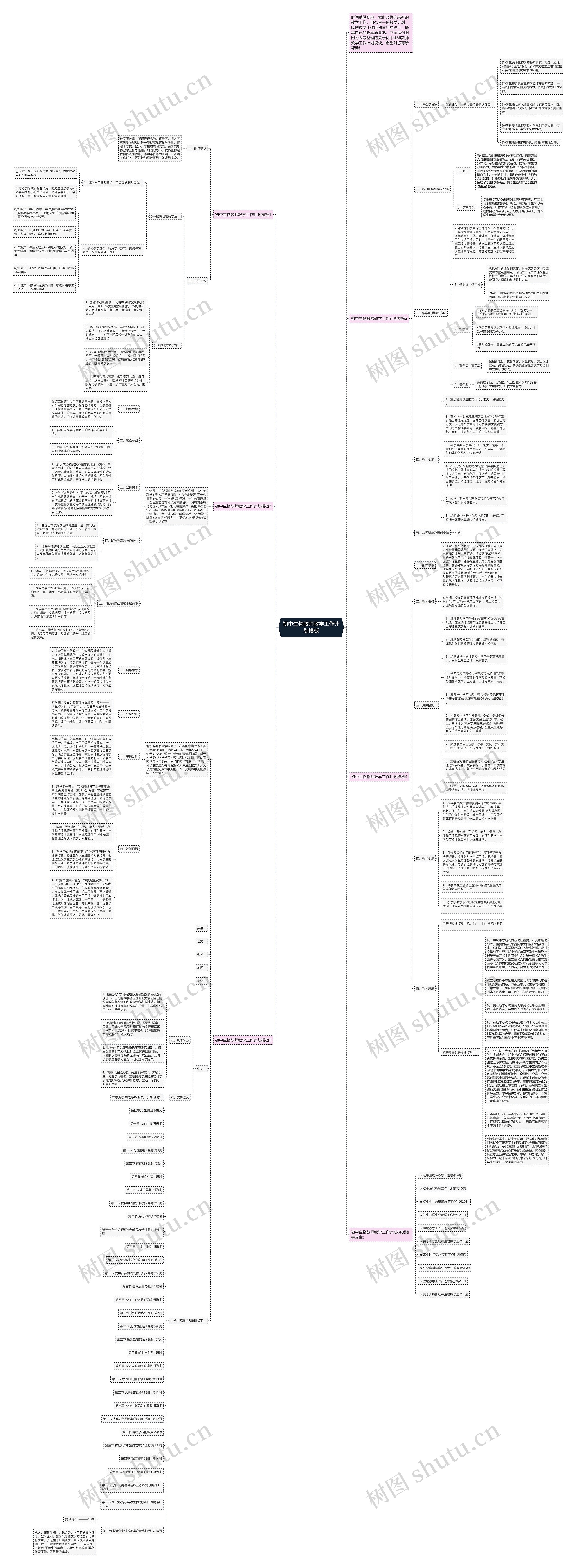 初中生物教师教学工作计划思维导图