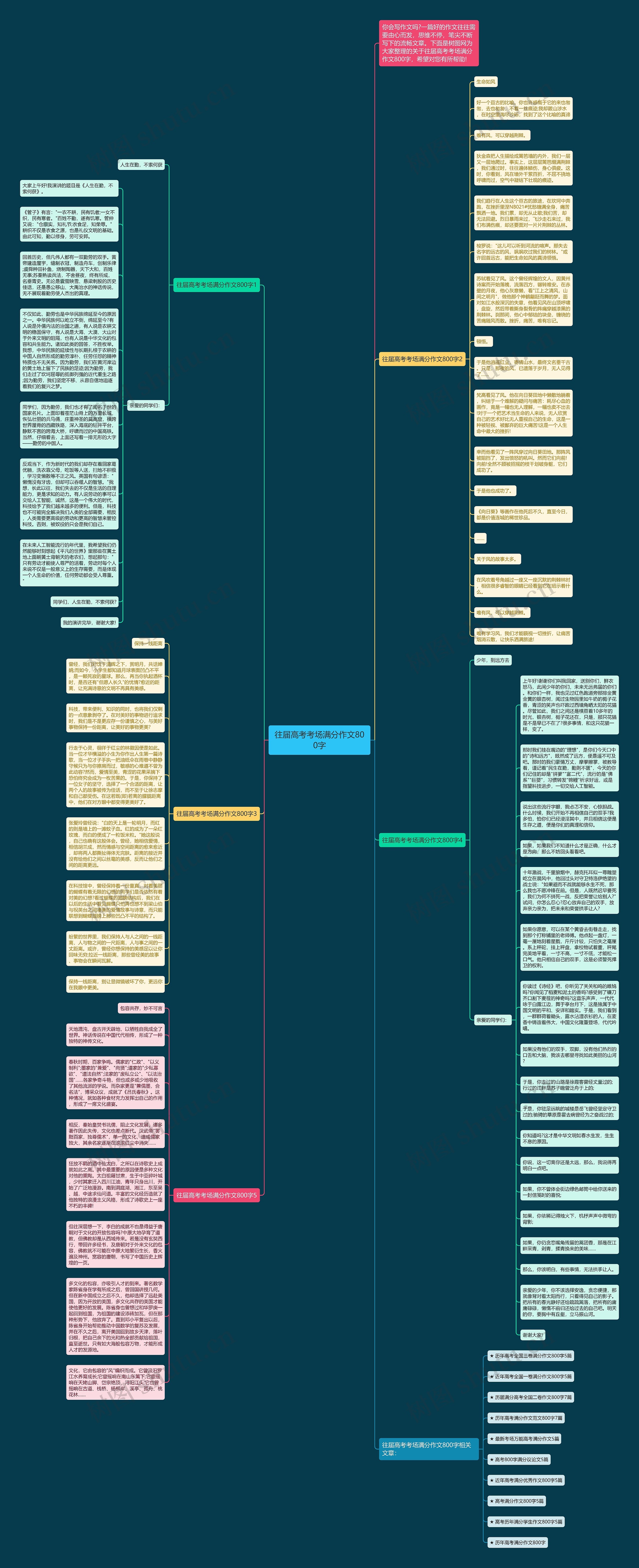 往届高考考场满分作文800字思维导图