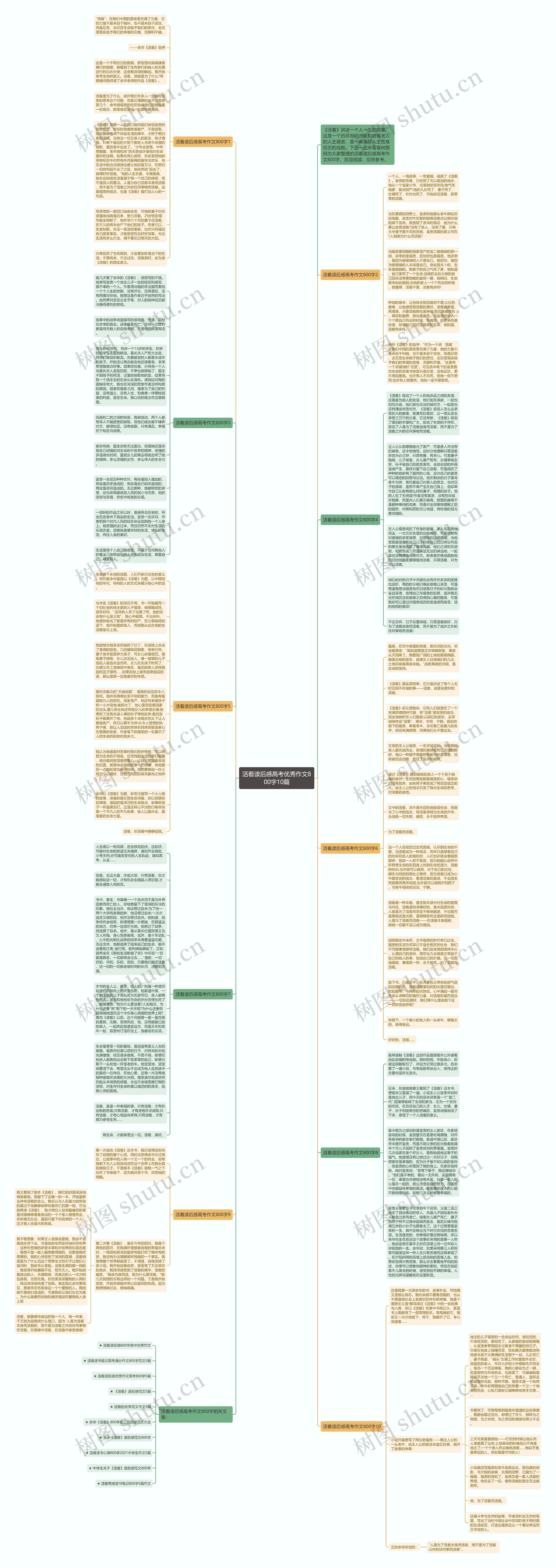 活着读后感高考优秀作文800字10篇思维导图