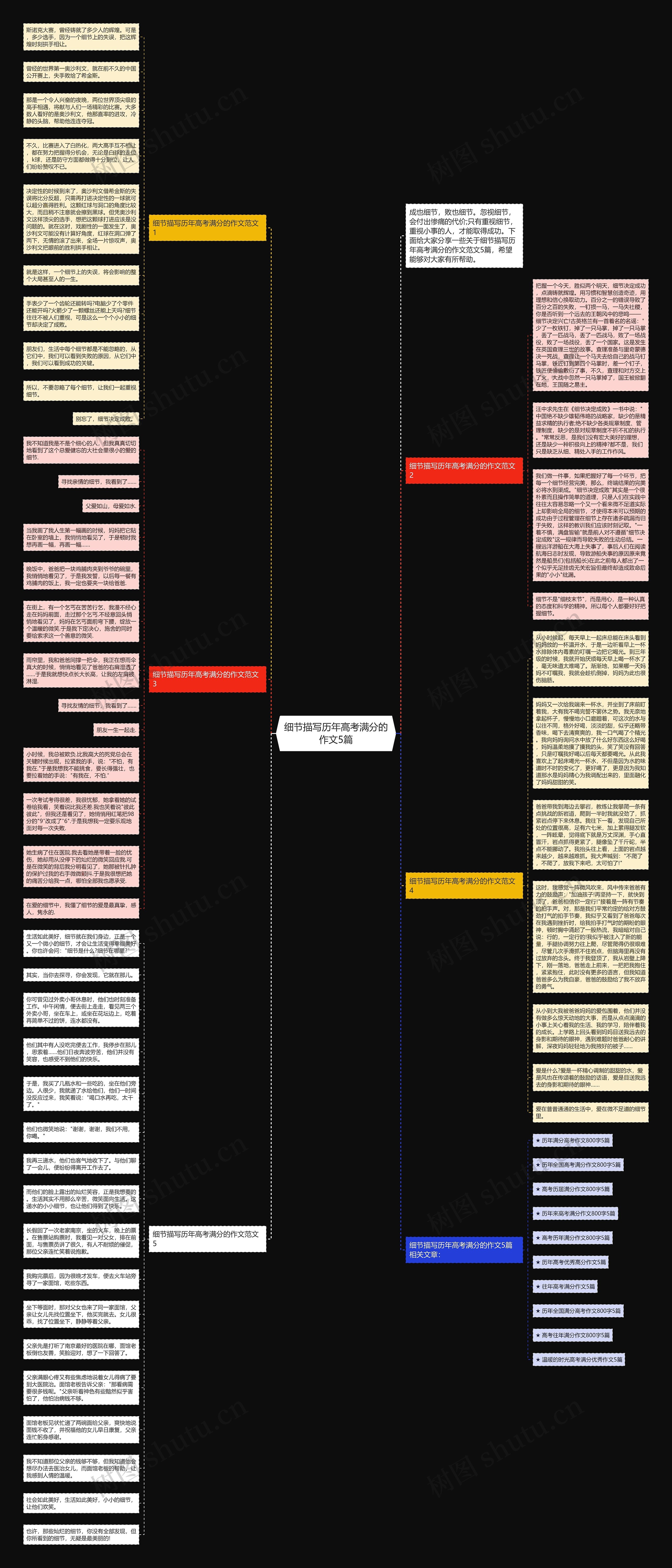 细节描写历年高考满分的作文5篇思维导图