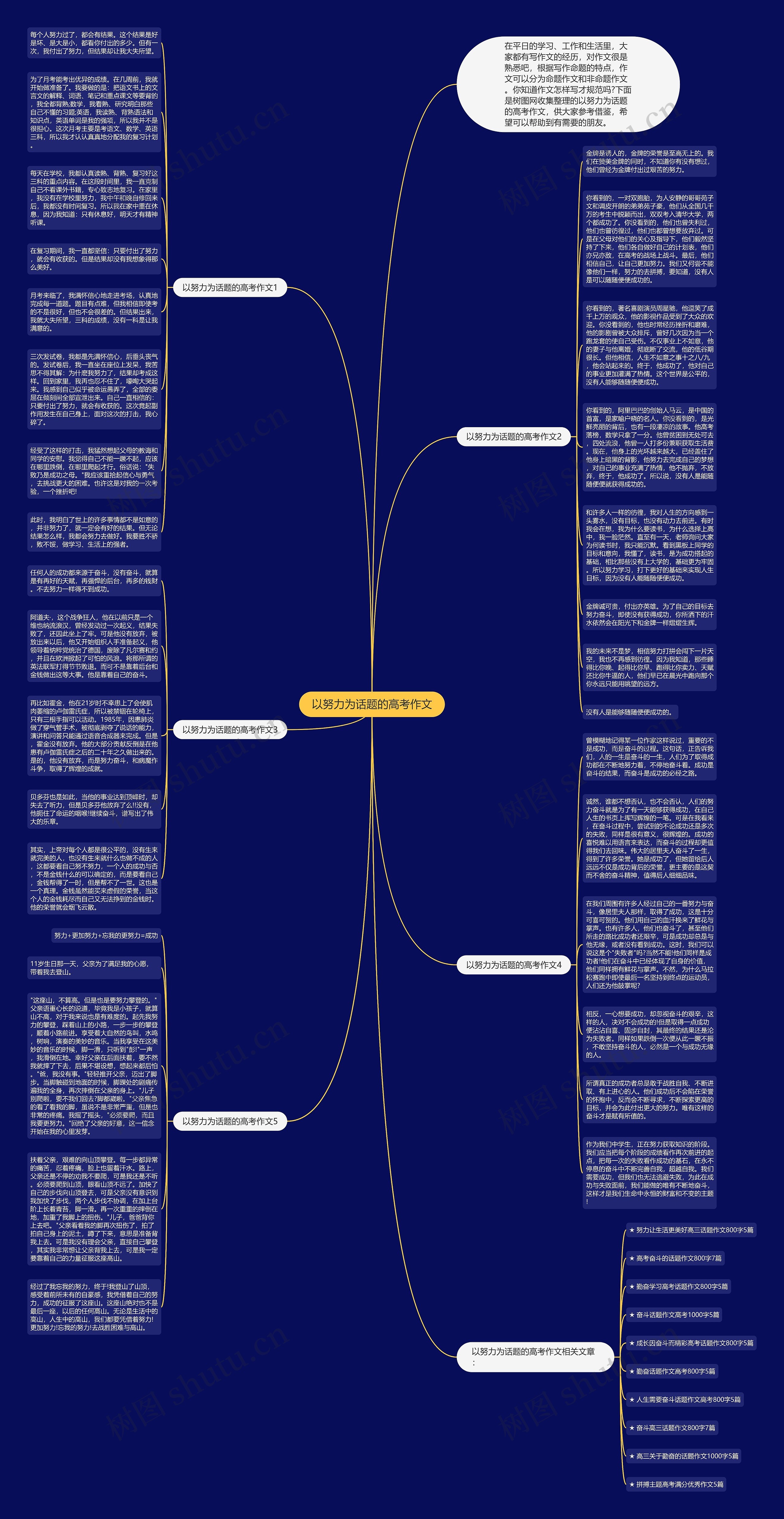 以努力为话题的高考作文思维导图