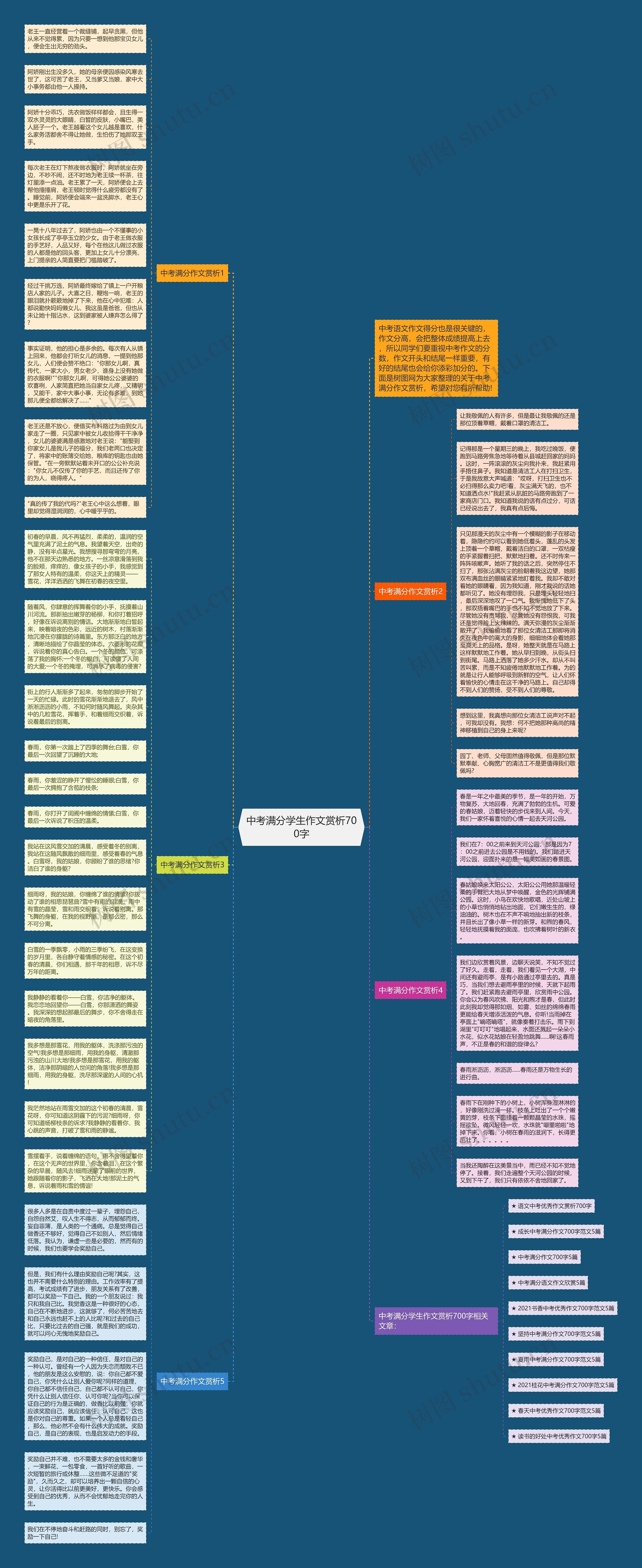中考满分学生作文赏析700字思维导图