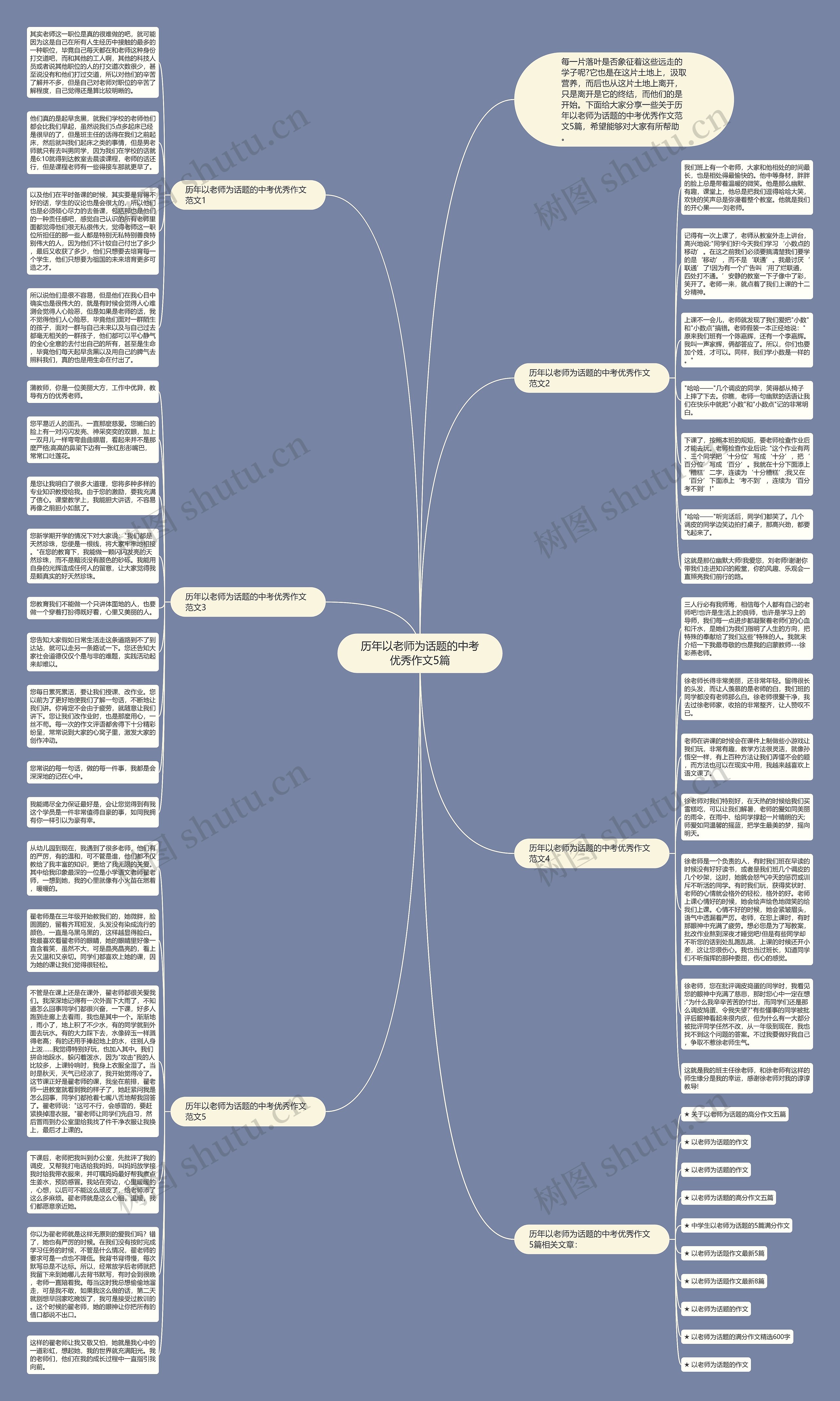 历年以老师为话题的中考优秀作文5篇思维导图