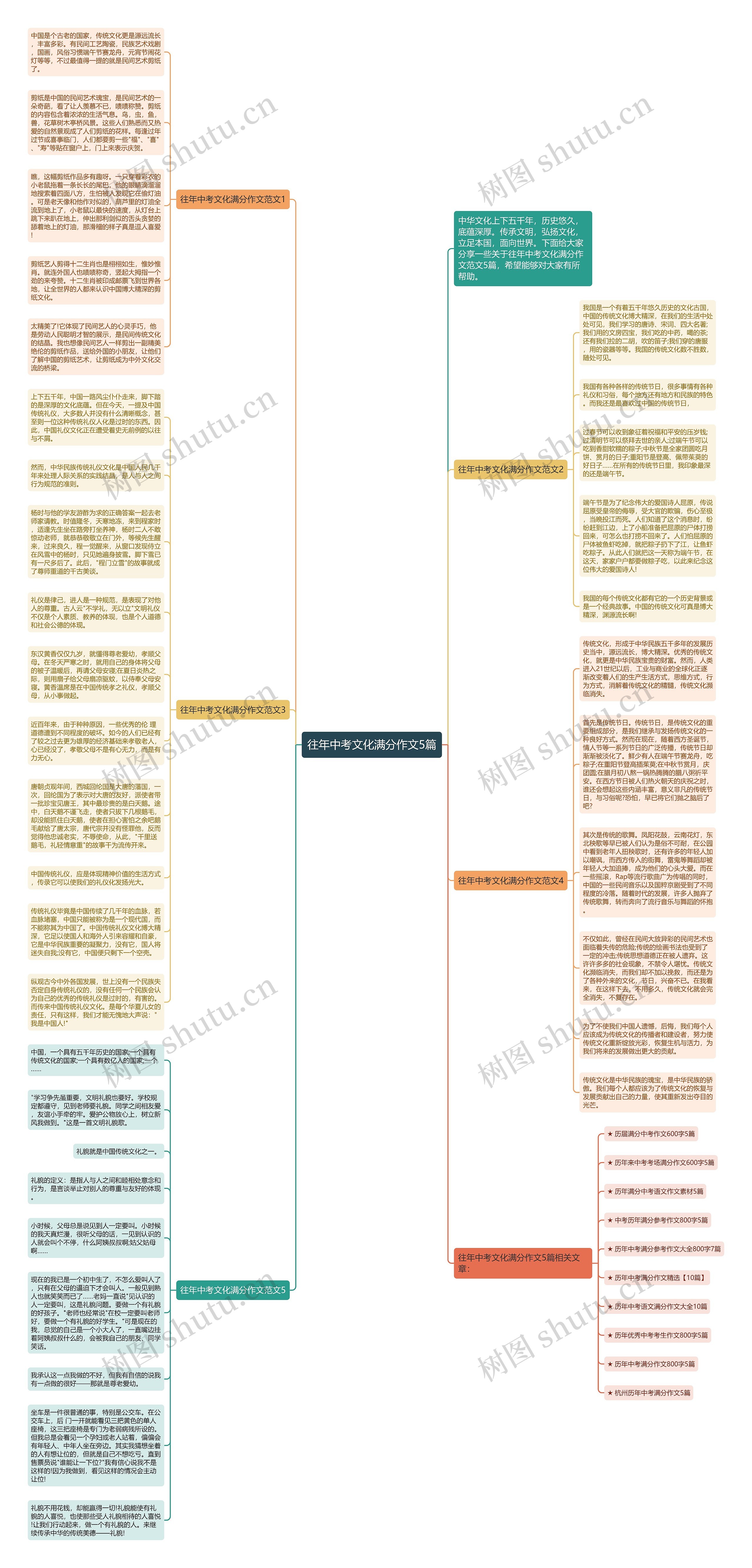 往年中考文化满分作文5篇思维导图