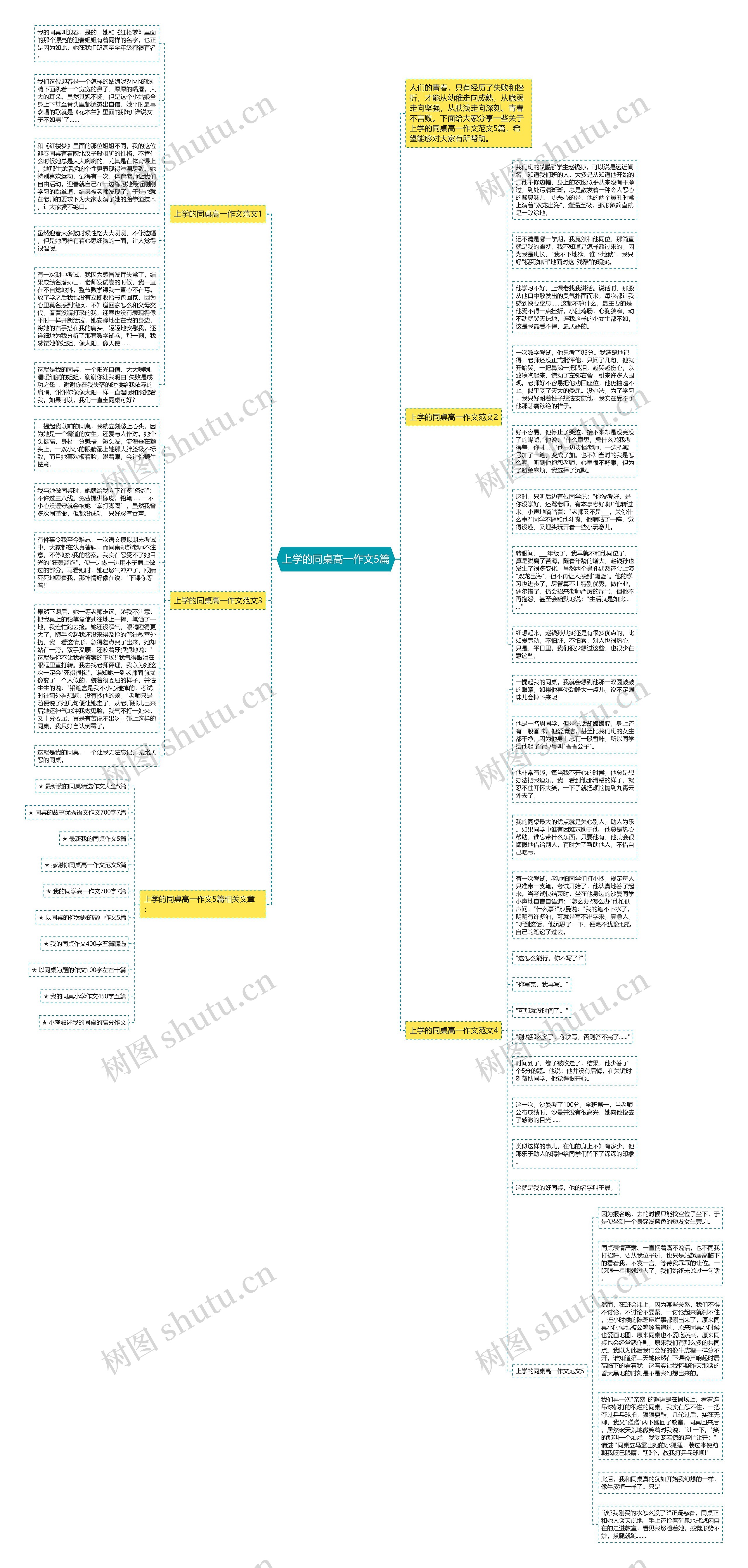上学的同桌高一作文5篇思维导图