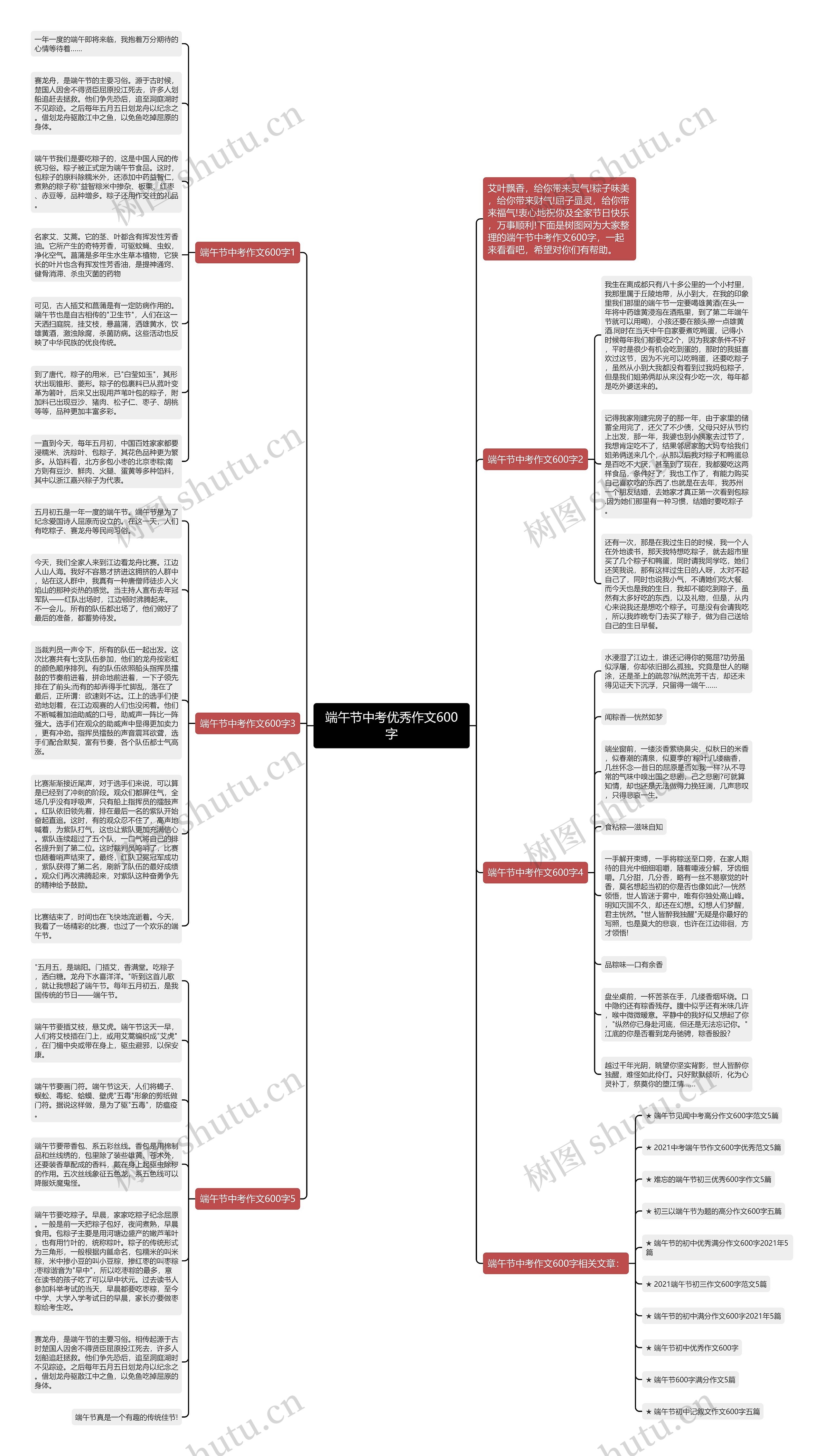 端午节中考优秀作文600字思维导图
