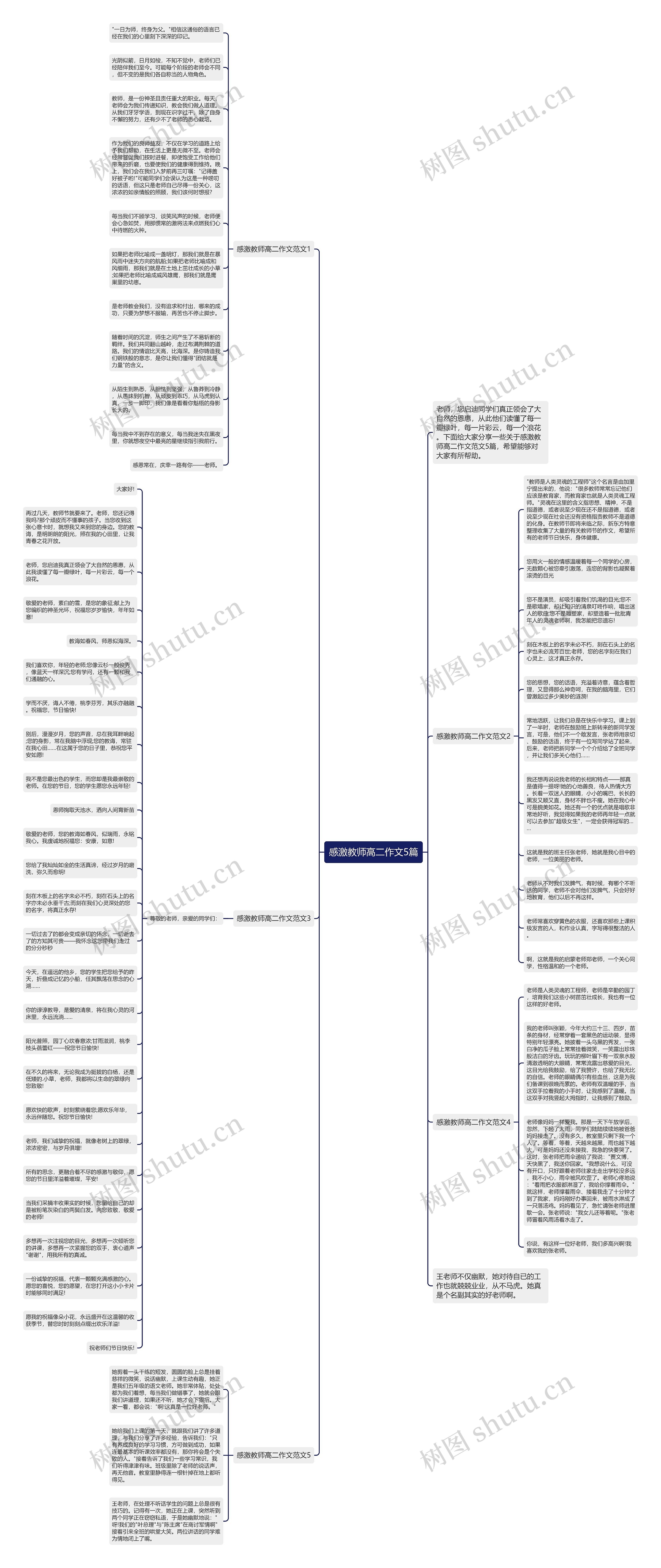 感激教师高二作文5篇思维导图