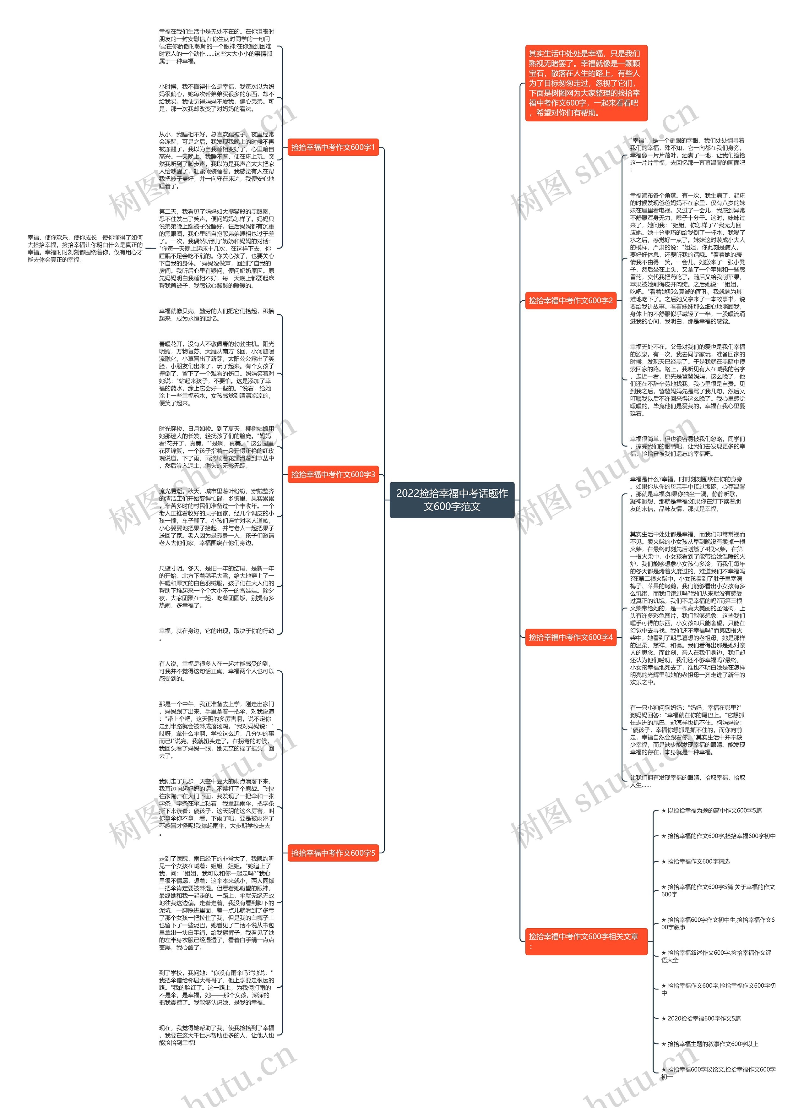 2022捡拾幸福中考话题作文600字范文思维导图