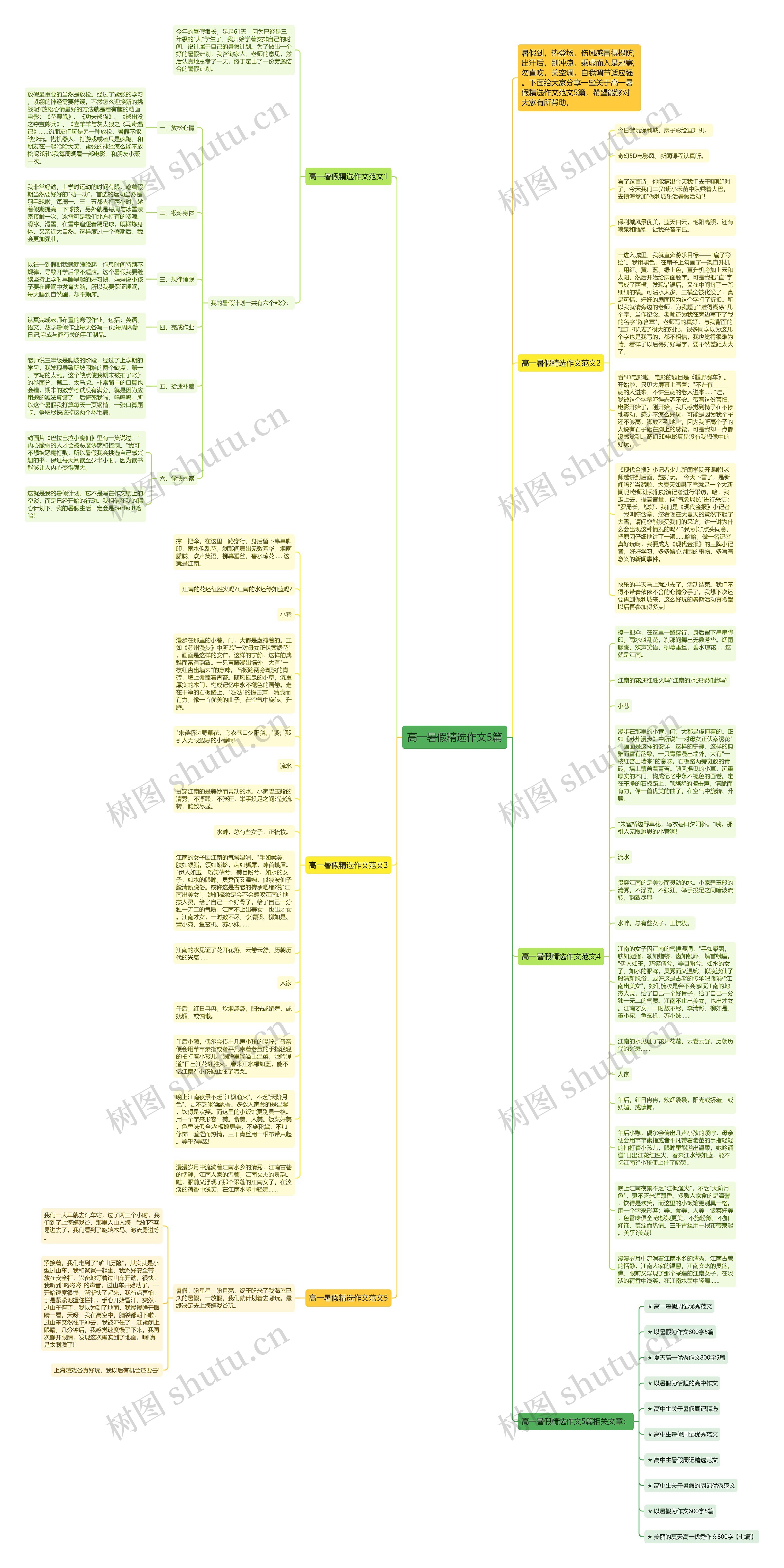 高一暑假精选作文5篇思维导图