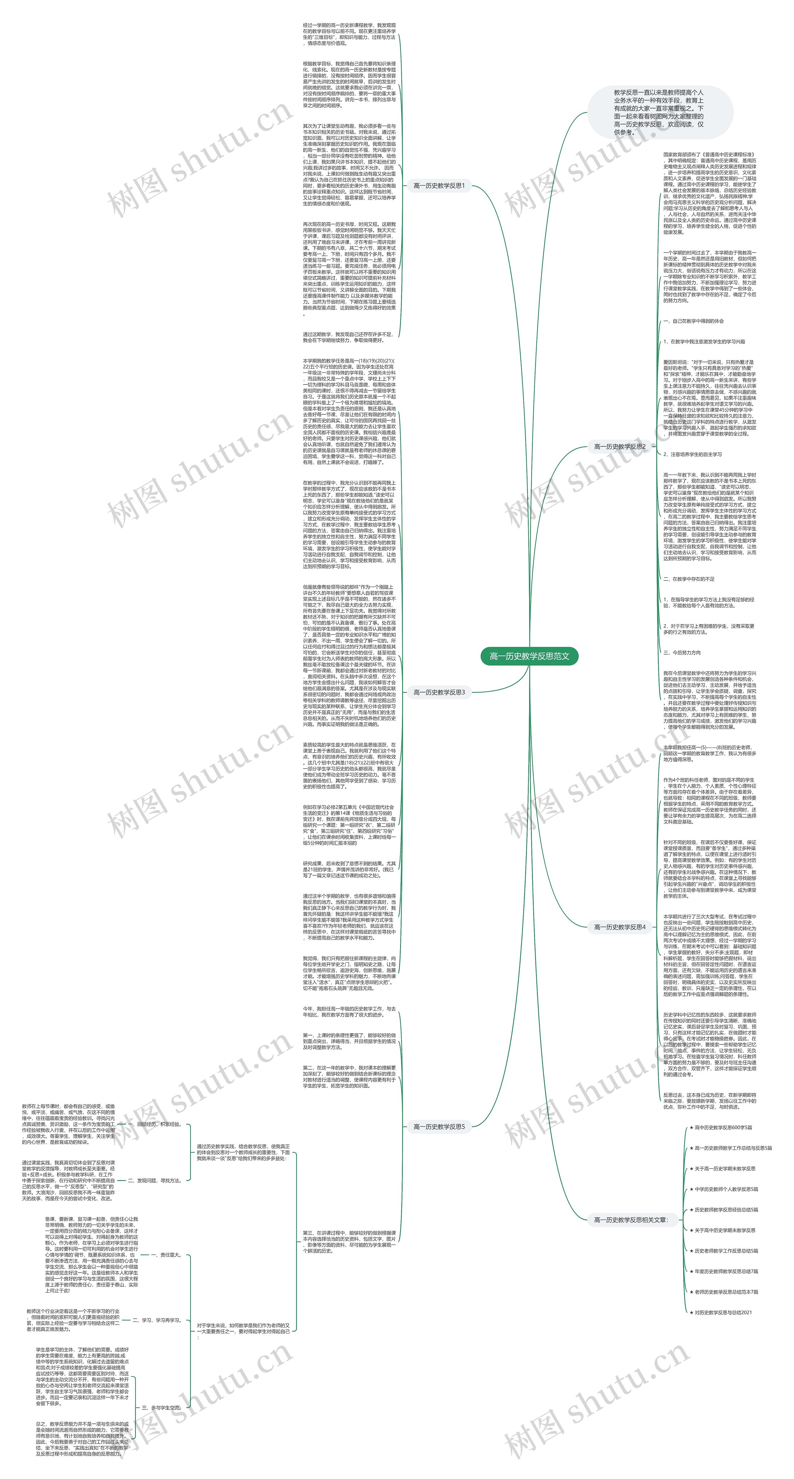 高一历史教学反思范文思维导图
