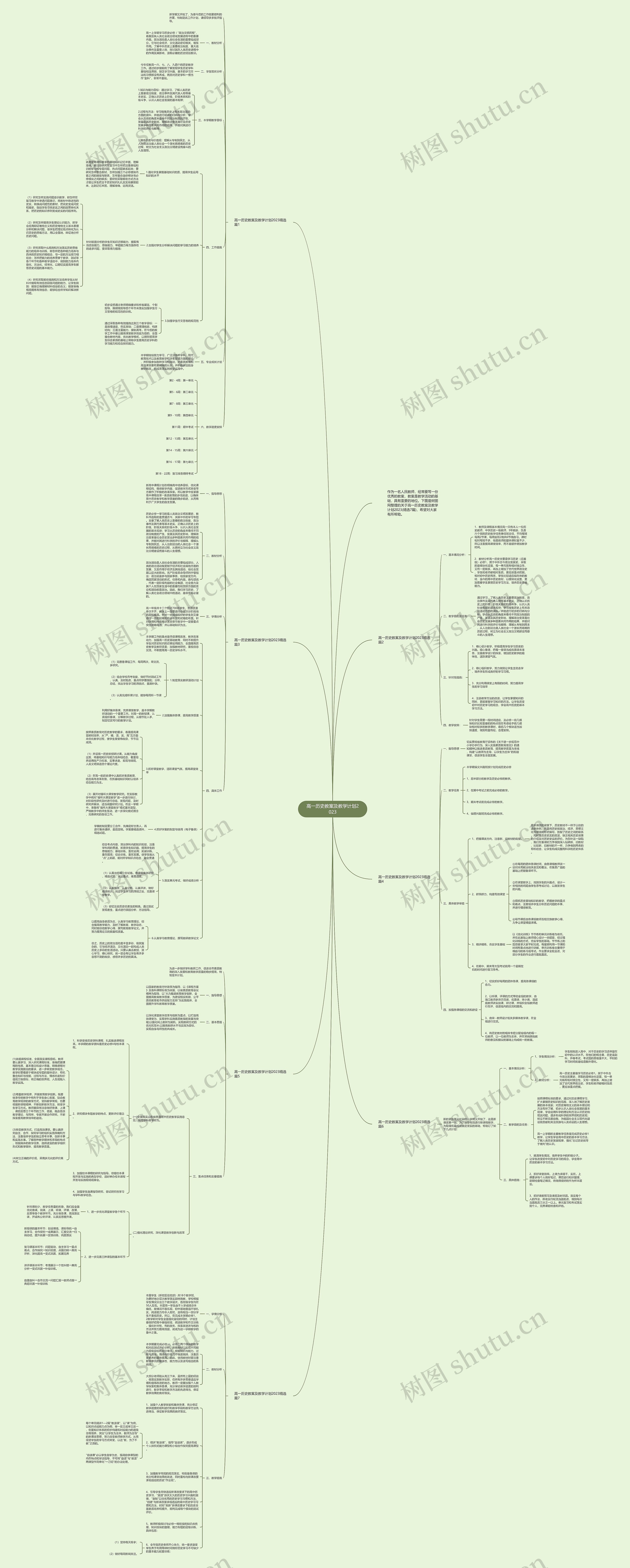 高一历史教案及教学计划2023思维导图