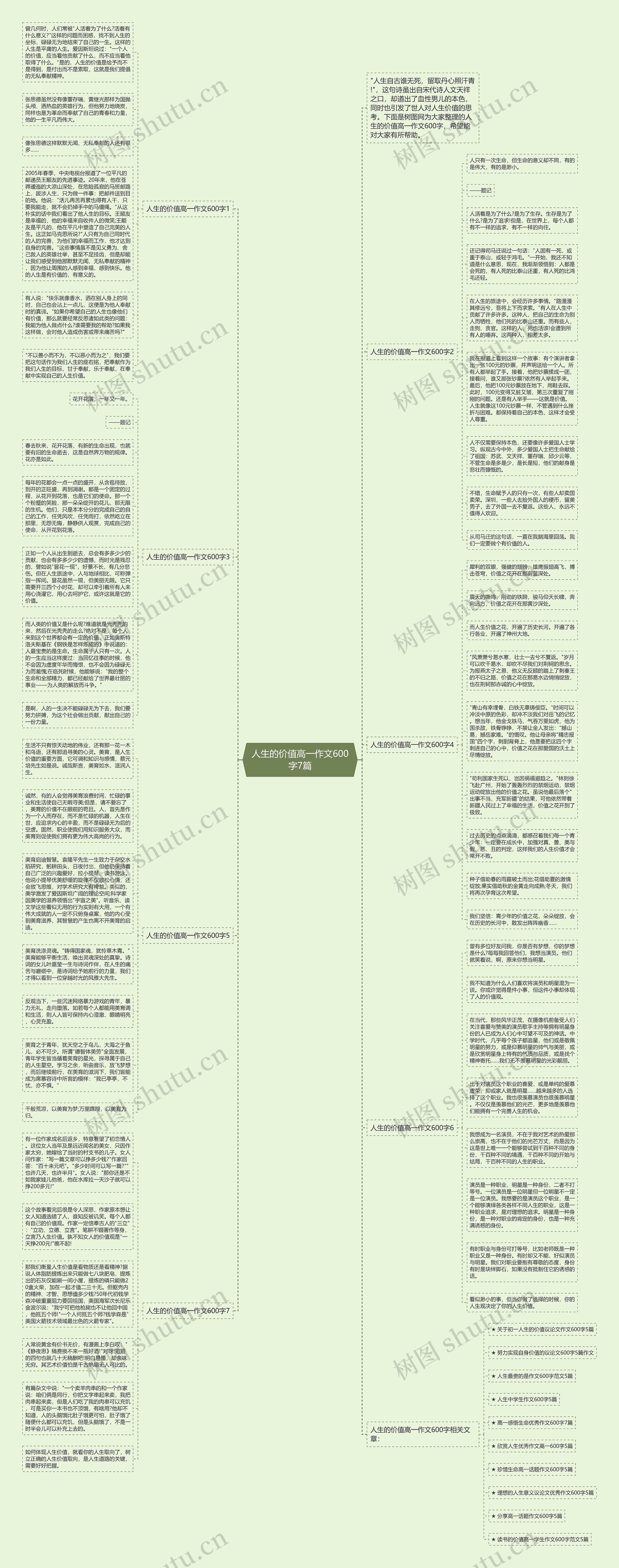 人生的价值高一作文600字7篇思维导图