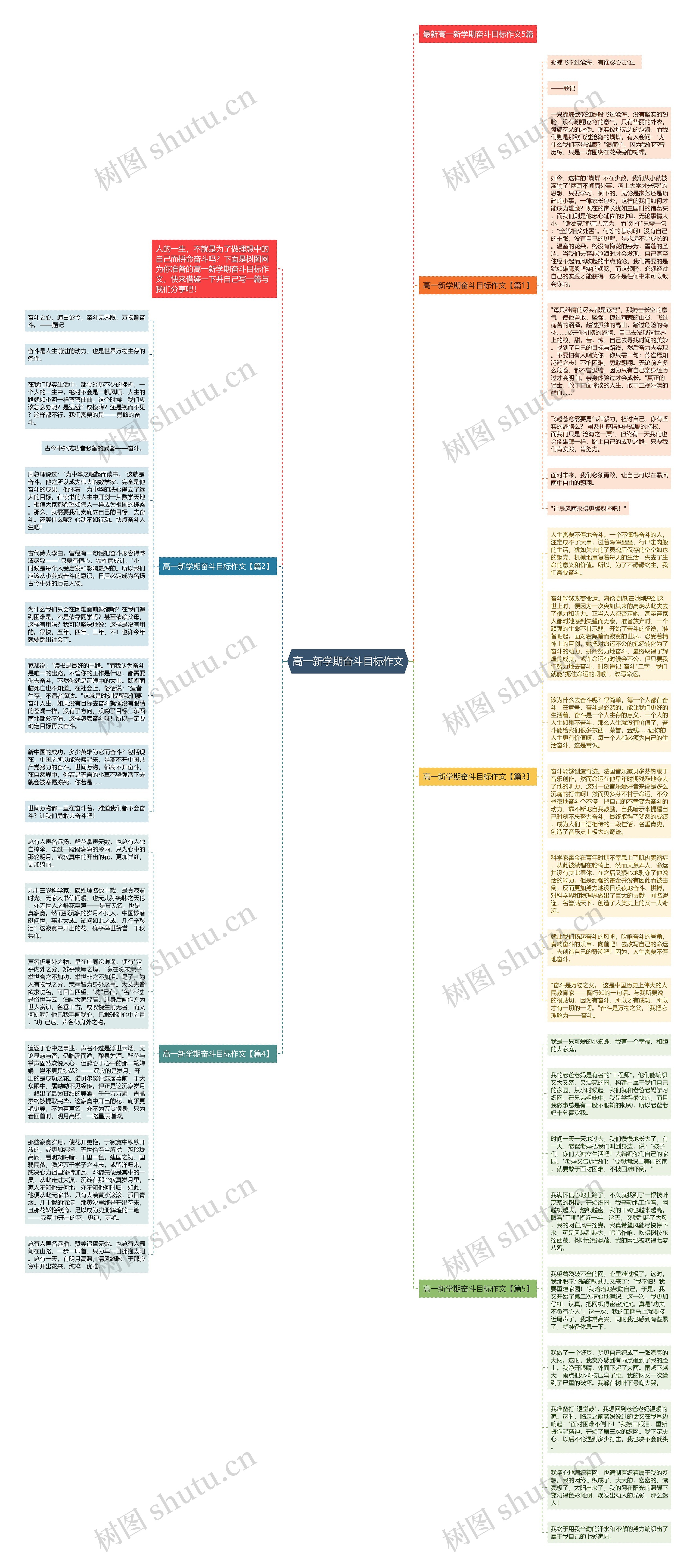 高一新学期奋斗目标作文思维导图高清图 高一新学期奋斗目标作文思维导图