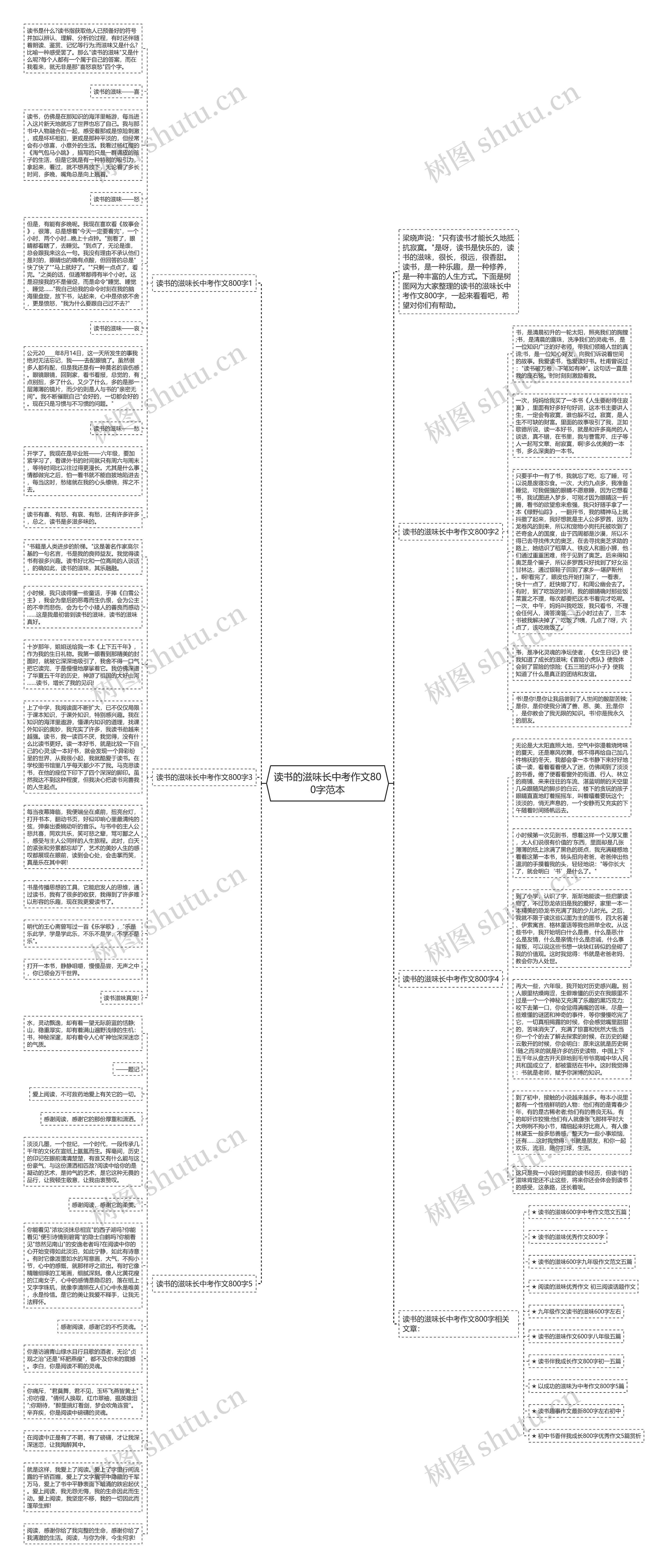 读书的滋味长中考作文800字范本思维导图