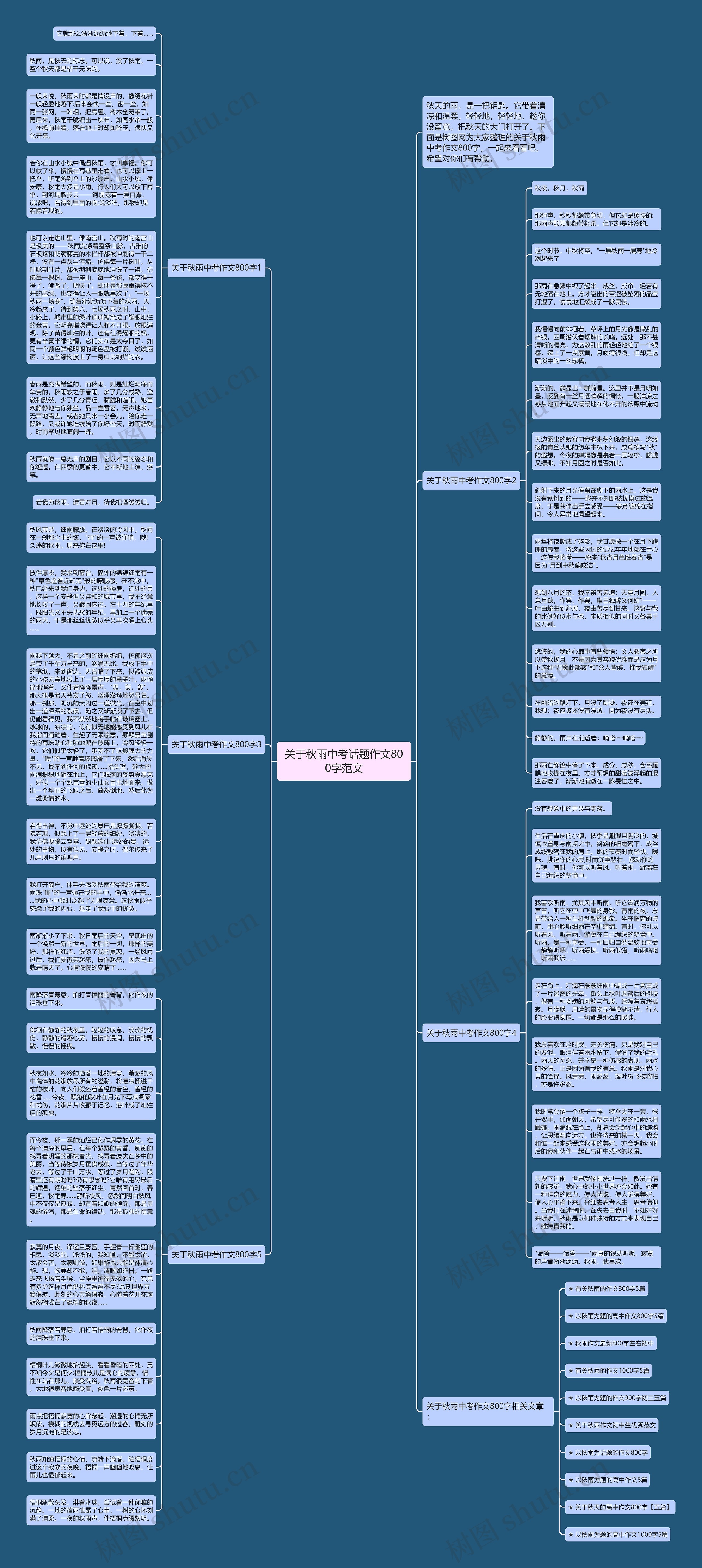 关于秋雨中考话题作文800字范文思维导图
