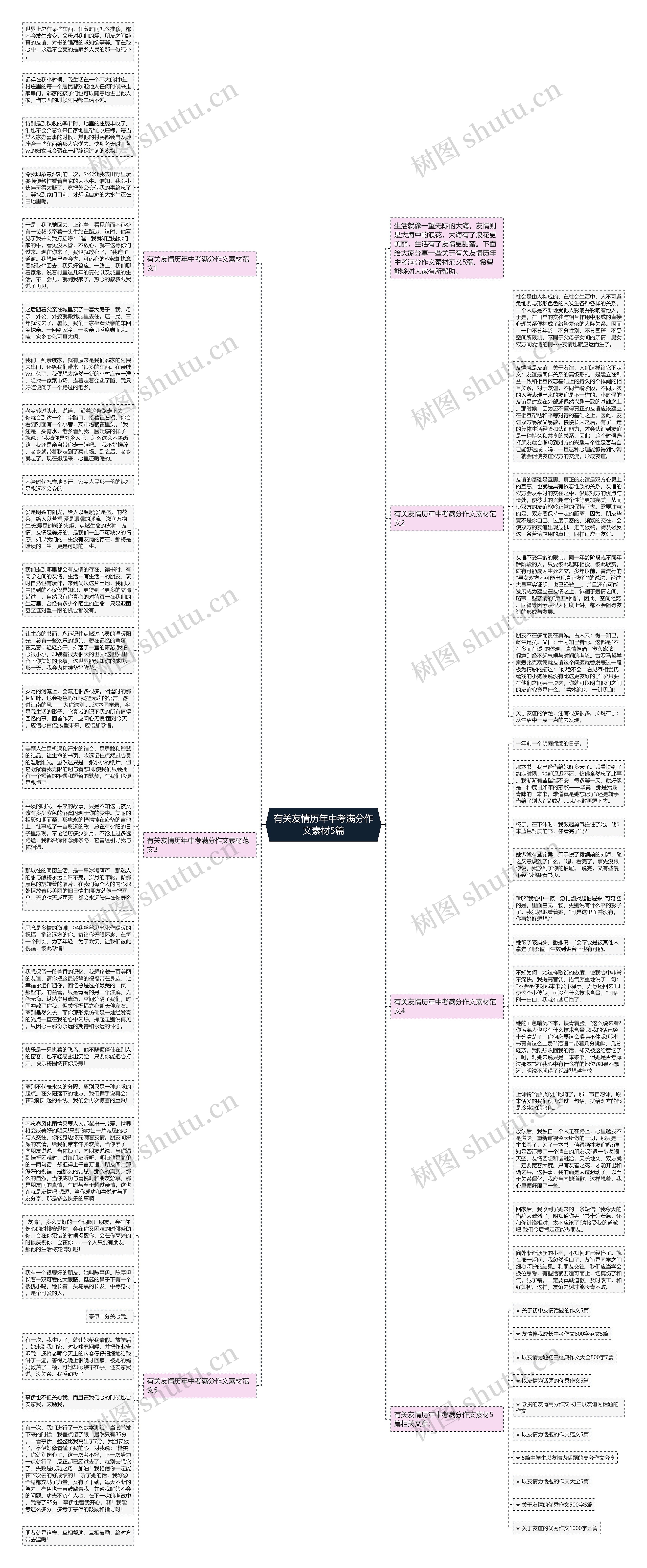 有关友情历年中考满分作文素材5篇思维导图