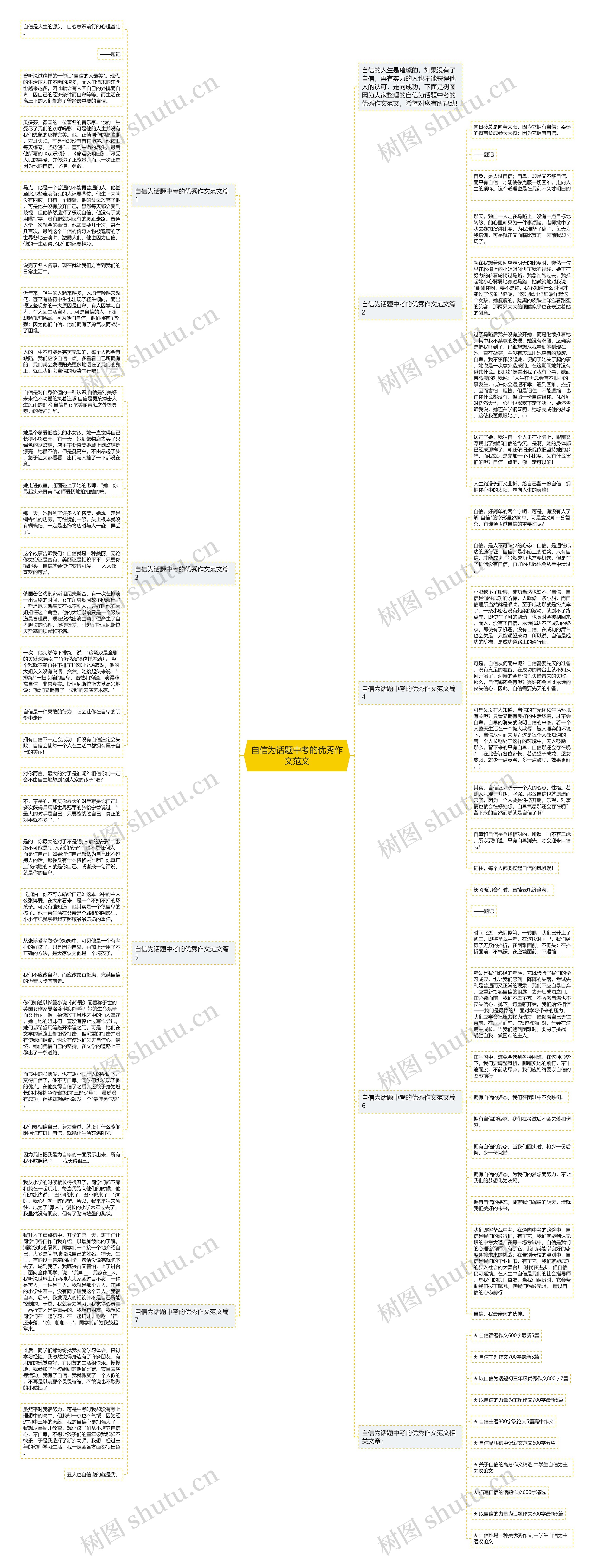 自信为话题中考的优秀作文范文思维导图