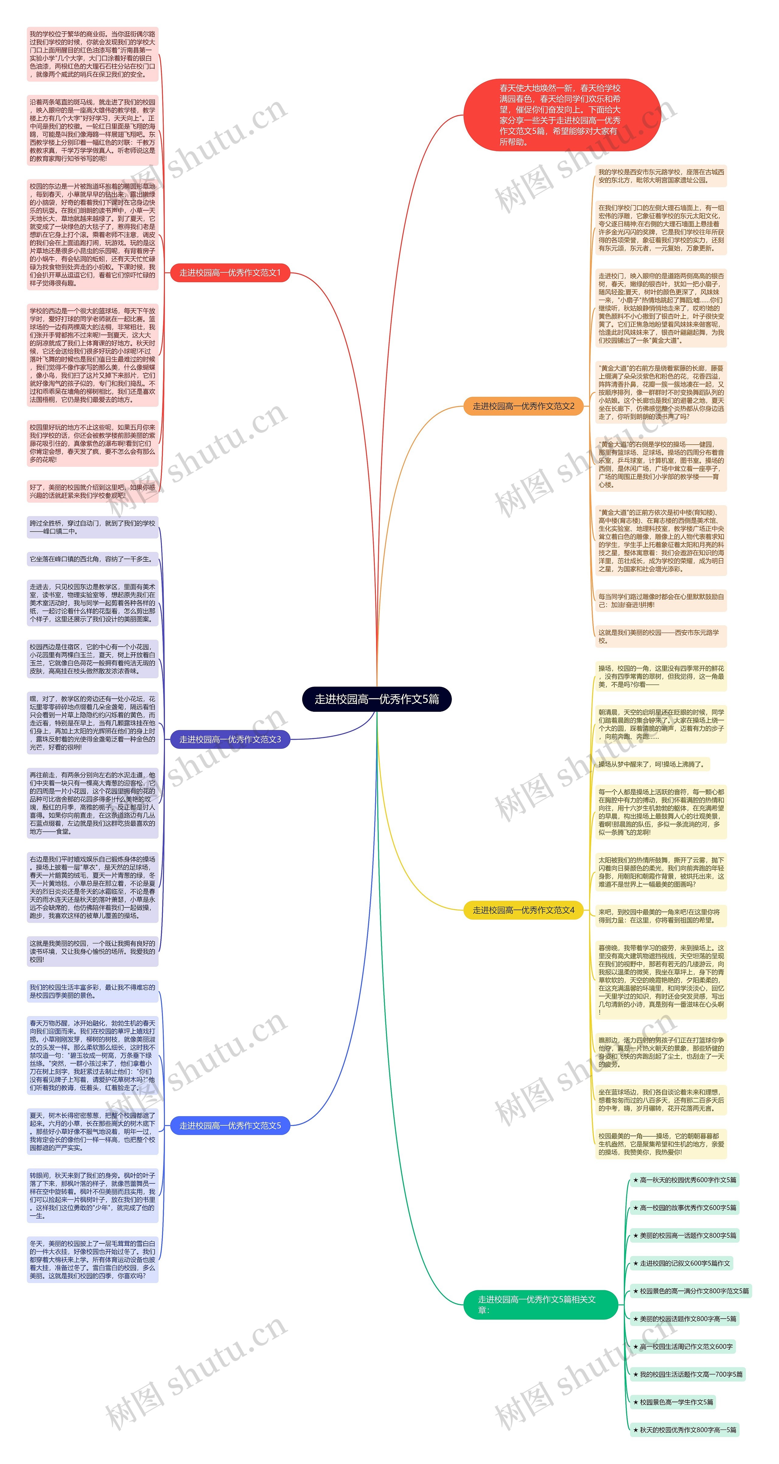 走进校园高一优秀作文5篇思维导图