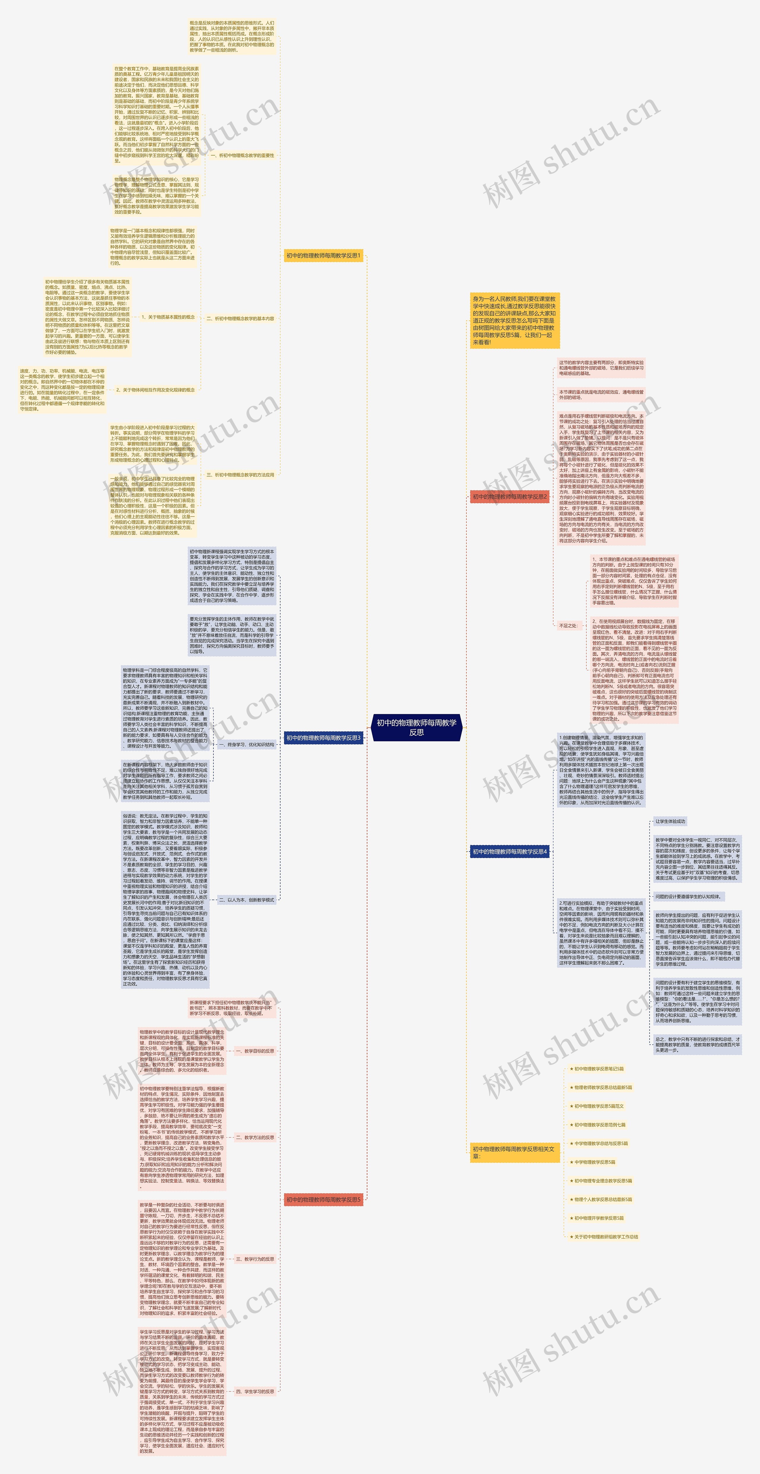 初中的物理教师每周教学反思思维导图