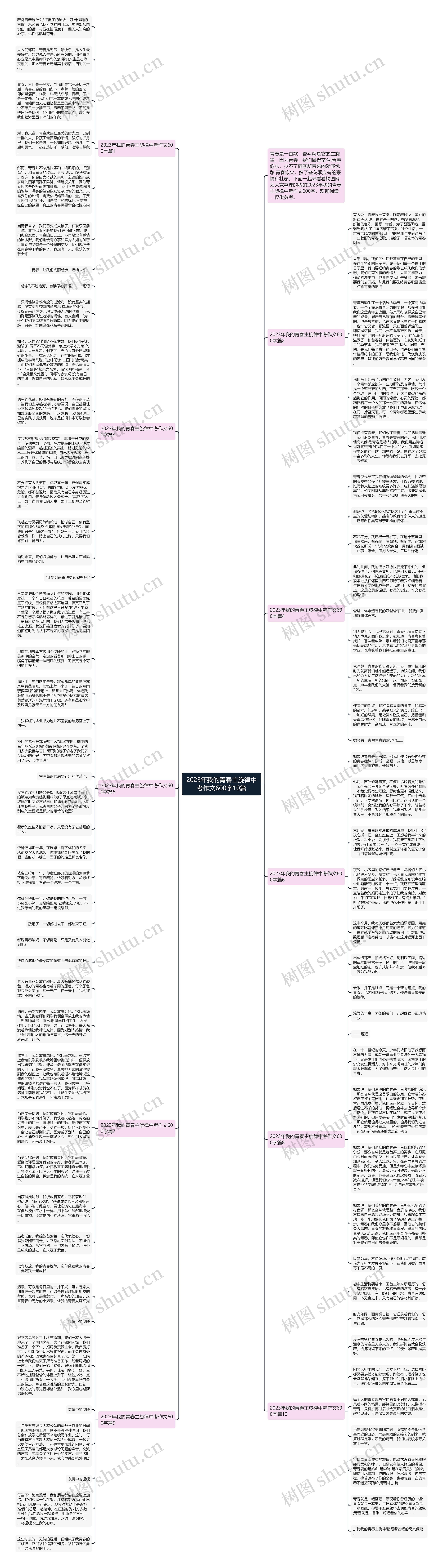 2023年我的青春主旋律中考作文600字10篇思维导图