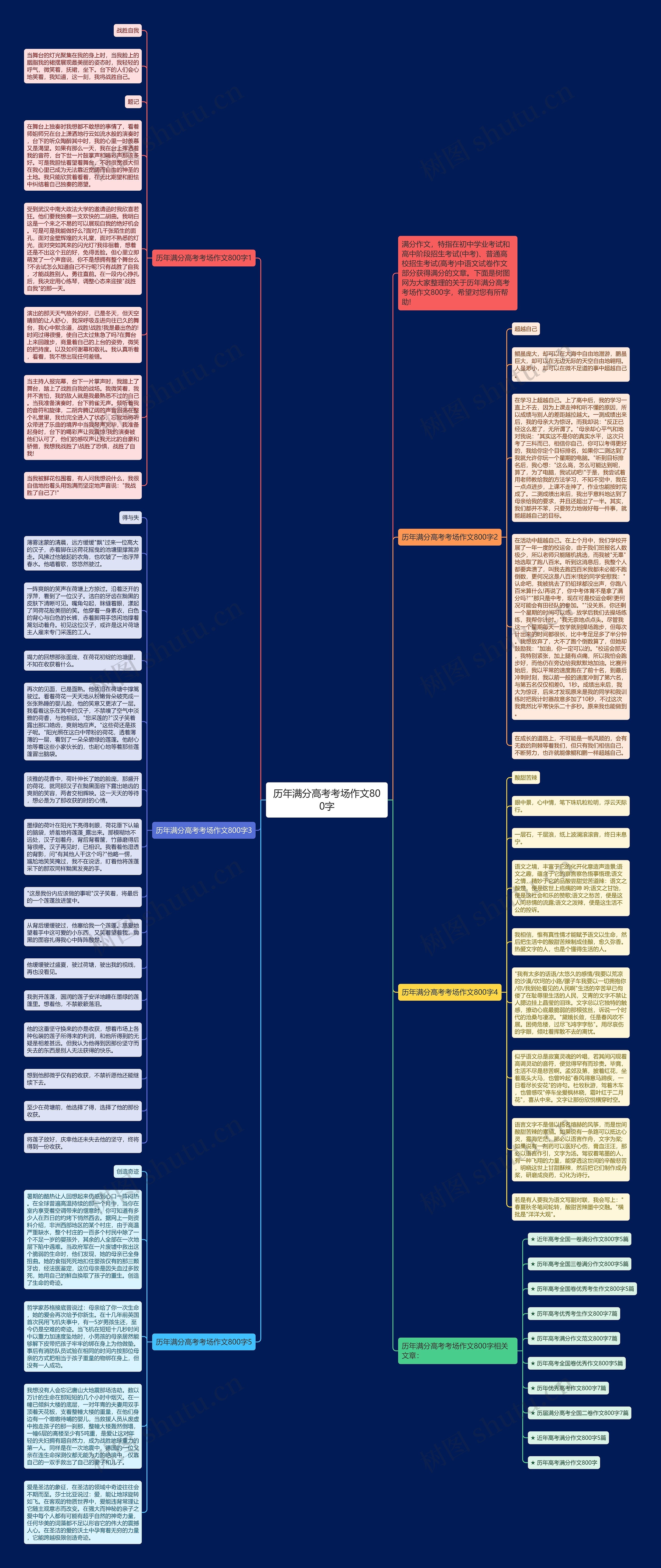 历年满分高考考场作文800字思维导图