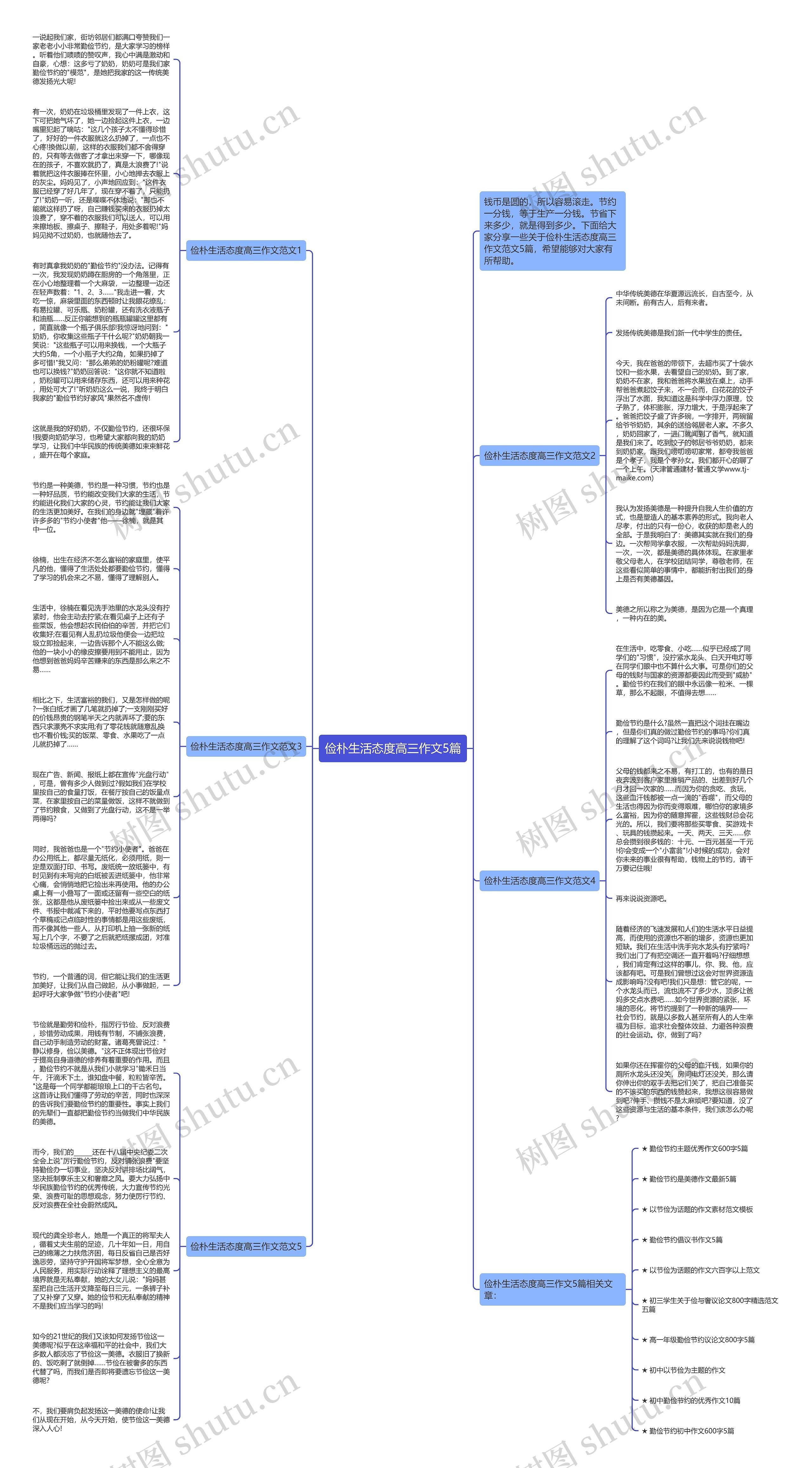 俭朴生活态度高三作文5篇思维导图