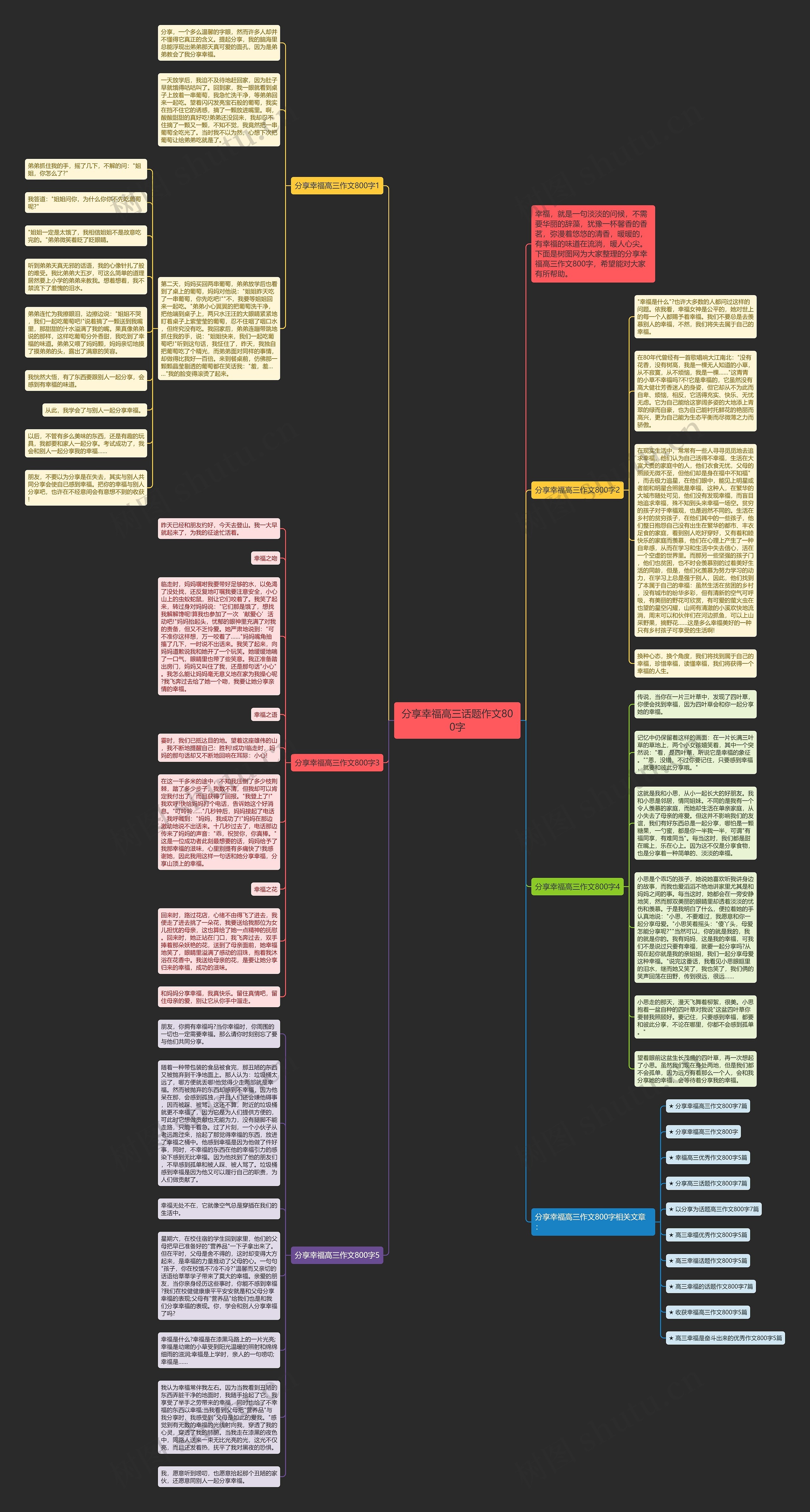 分享幸福高三话题作文800字思维导图