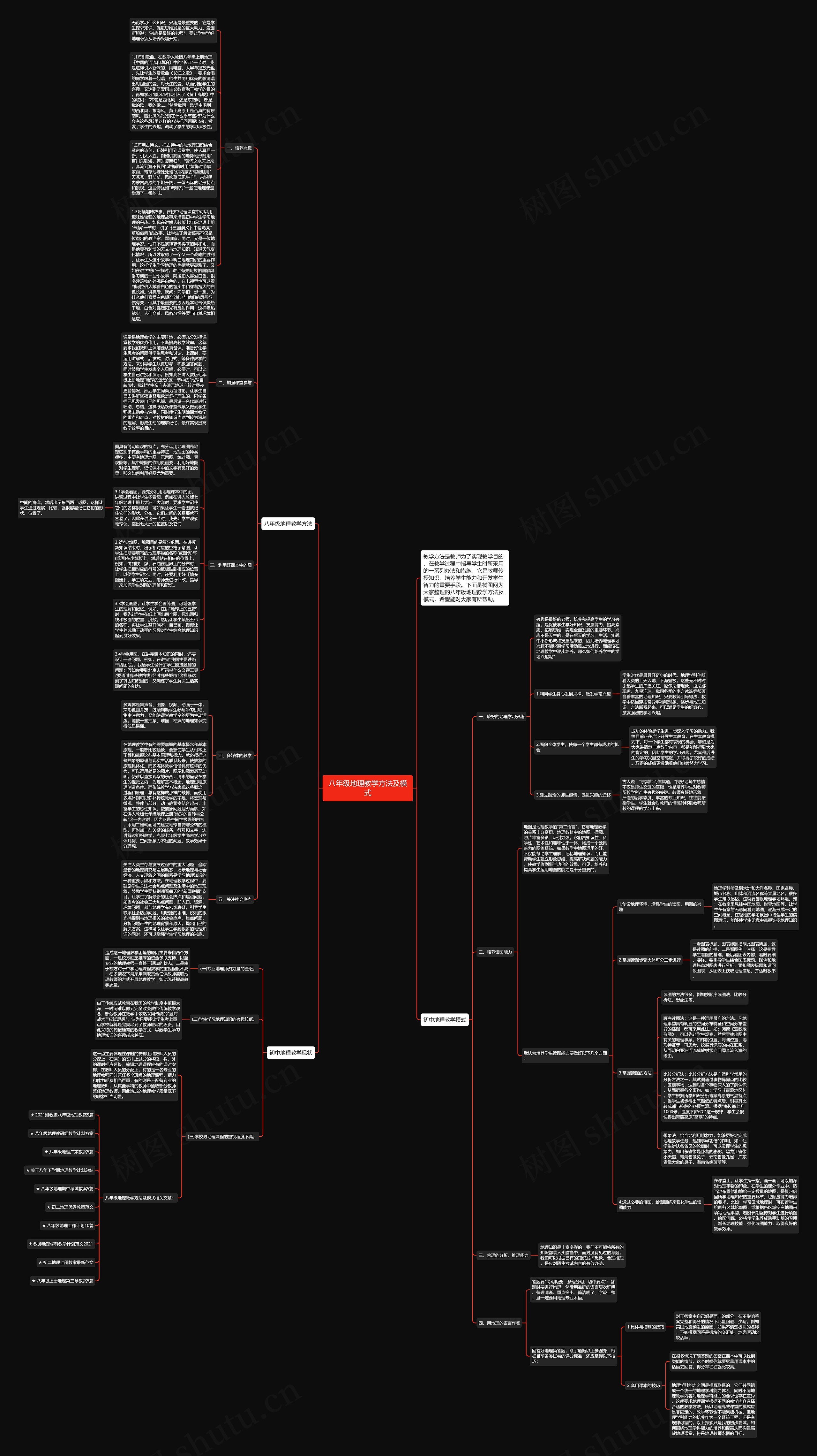 八年级地理教学方法及模式思维导图