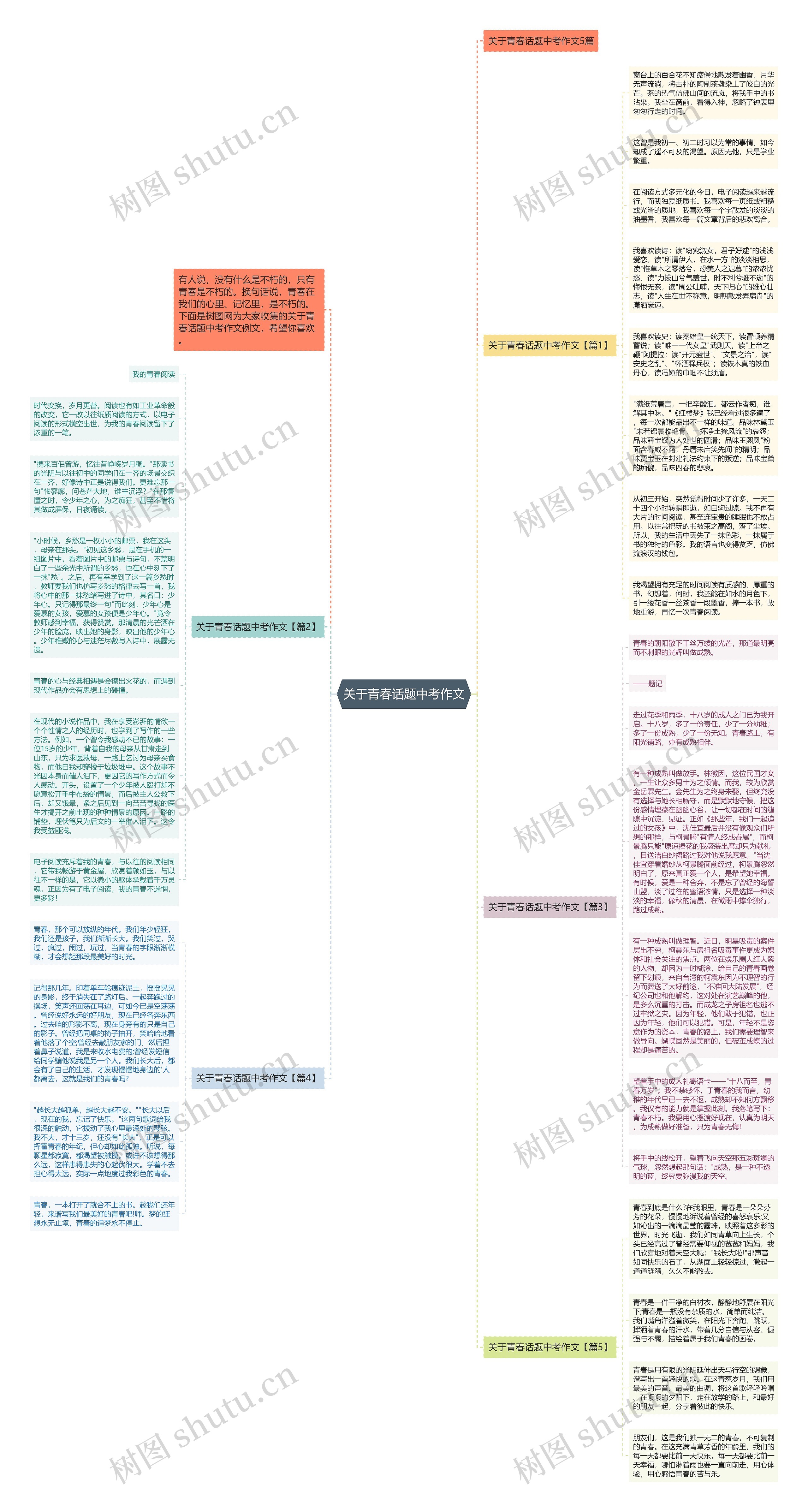 关于青春话题中考作文思维导图