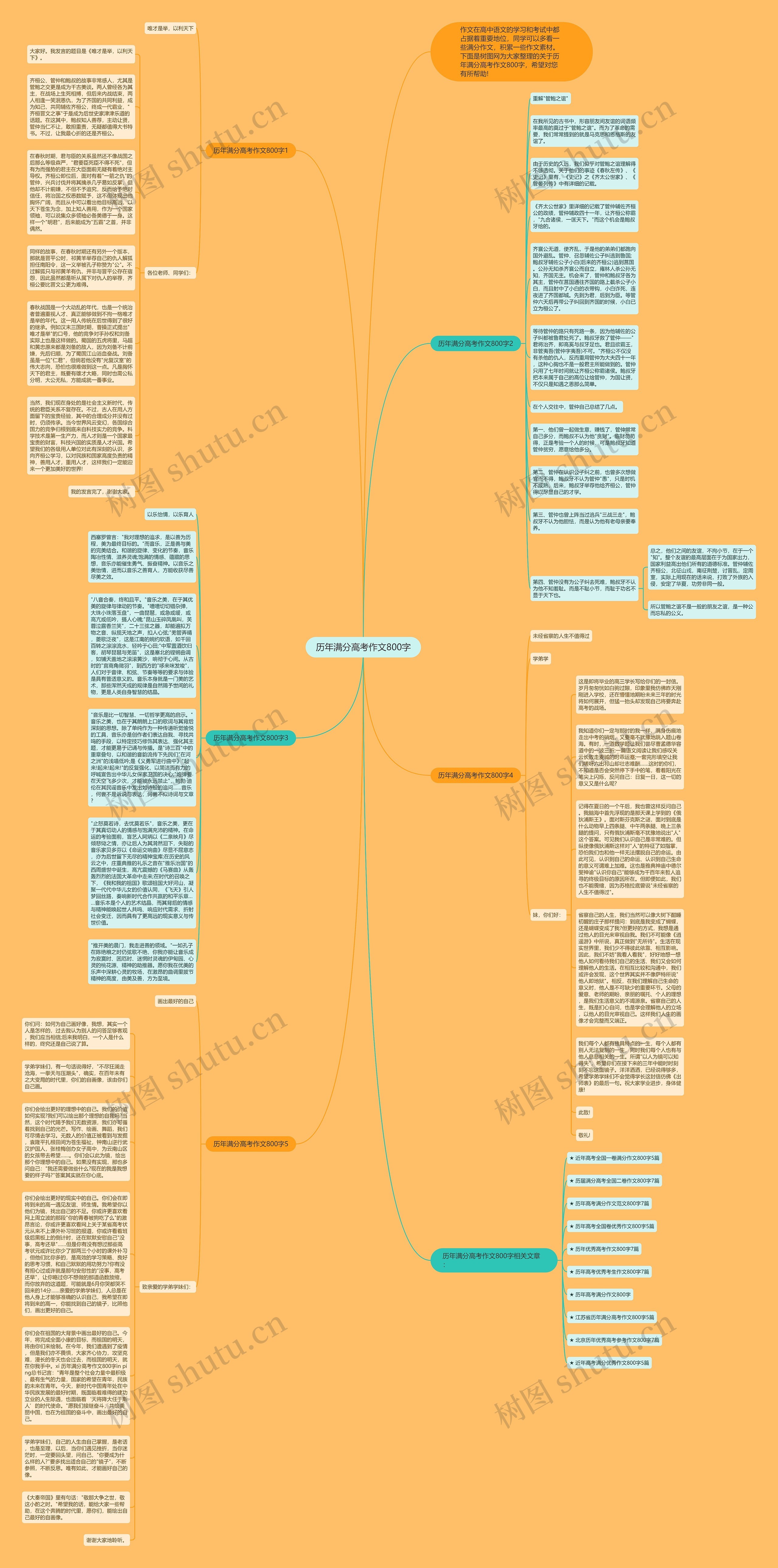 历年满分高考作文800字思维导图