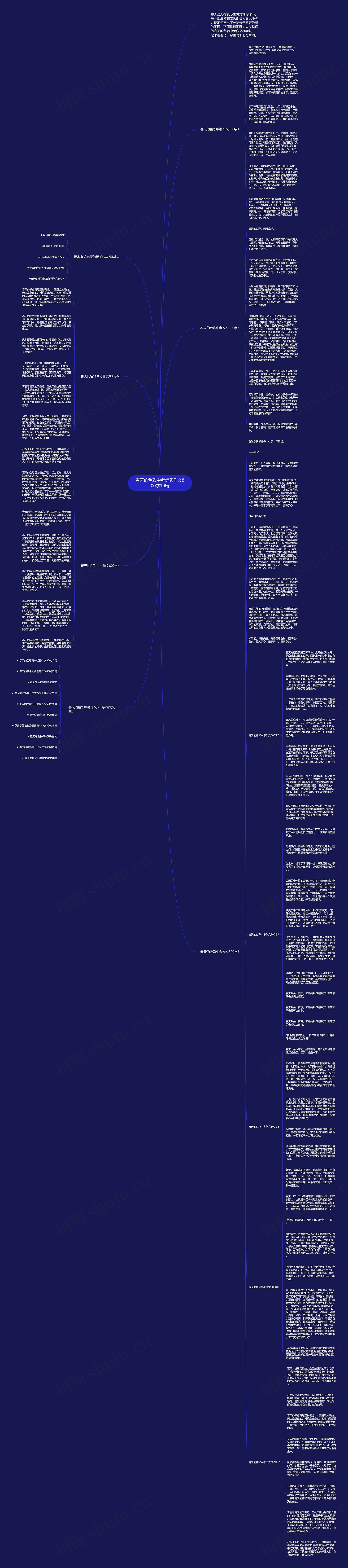 春天的色彩中考优秀作文800字10篇思维导图