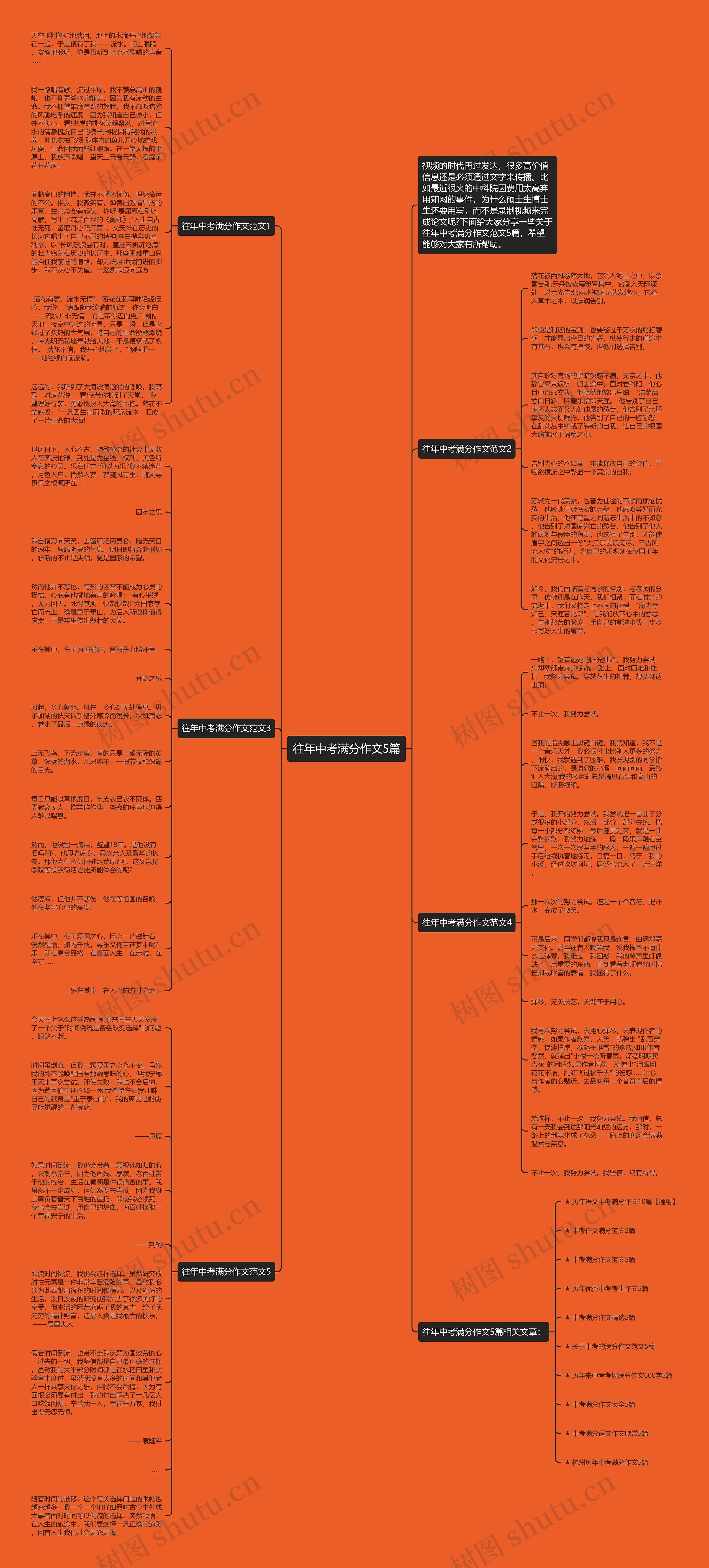 往年中考满分作文5篇思维导图