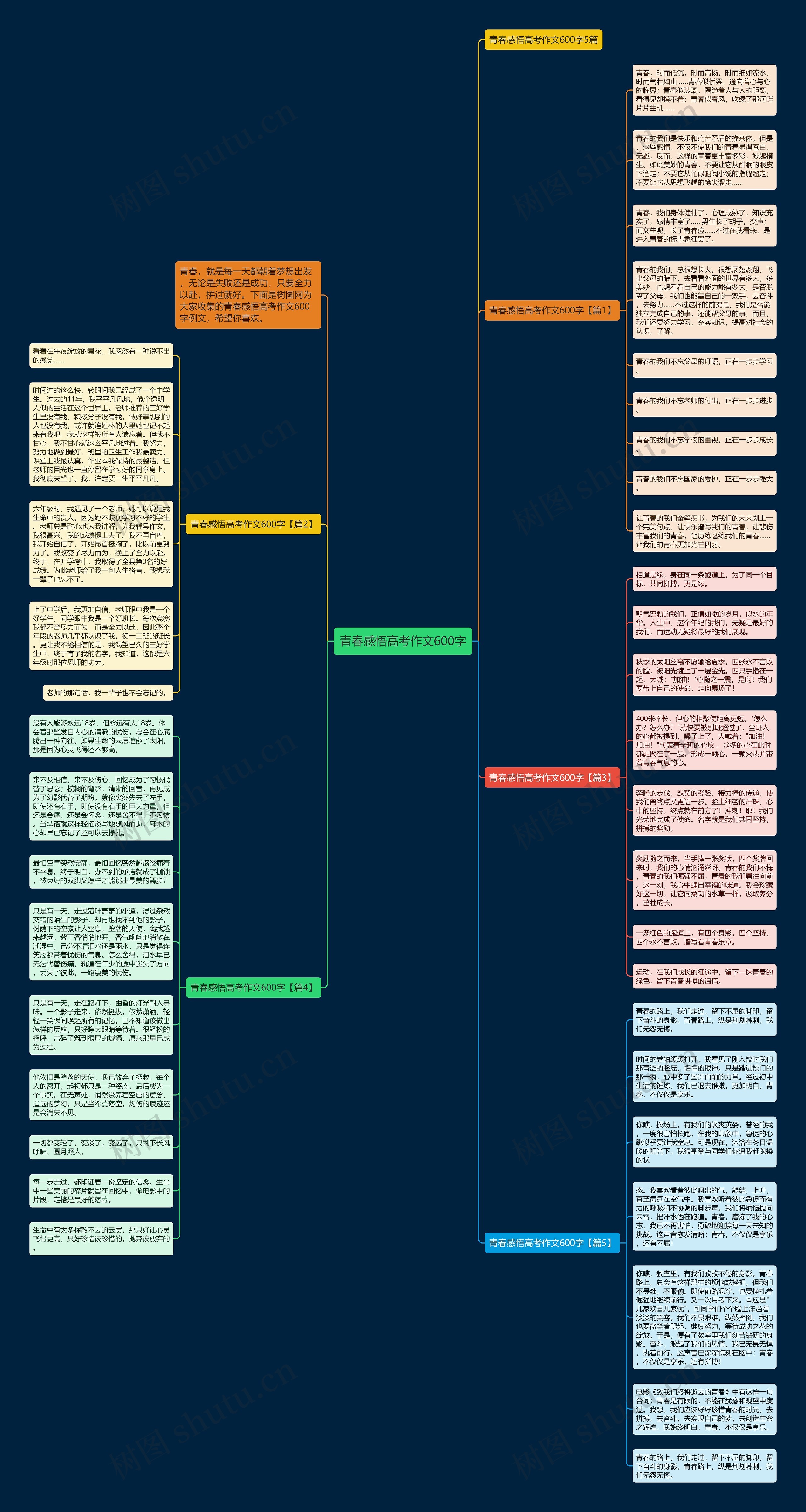 青春感悟高考作文600字思维导图