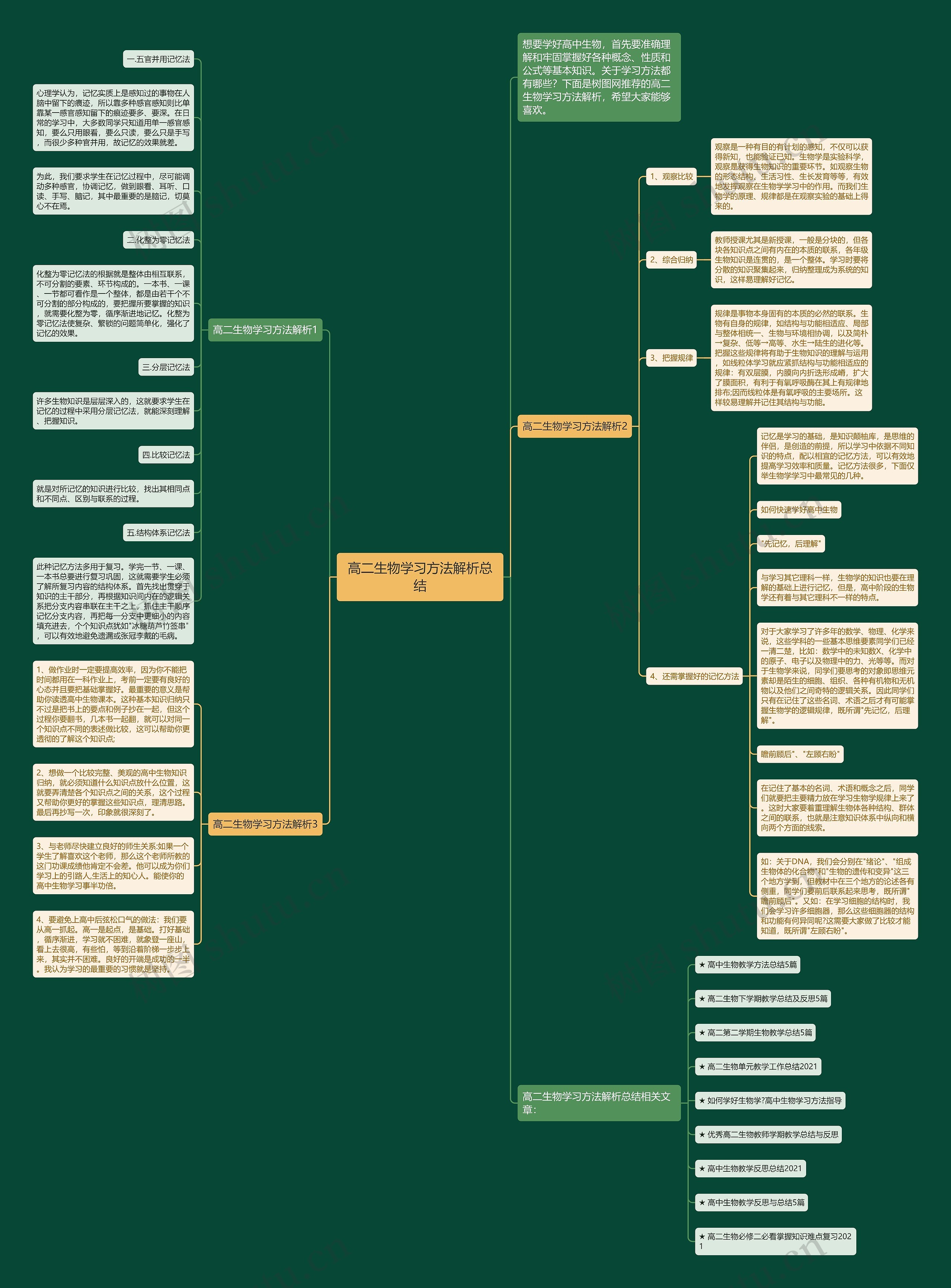 高二生物学习方法解析总结思维导图