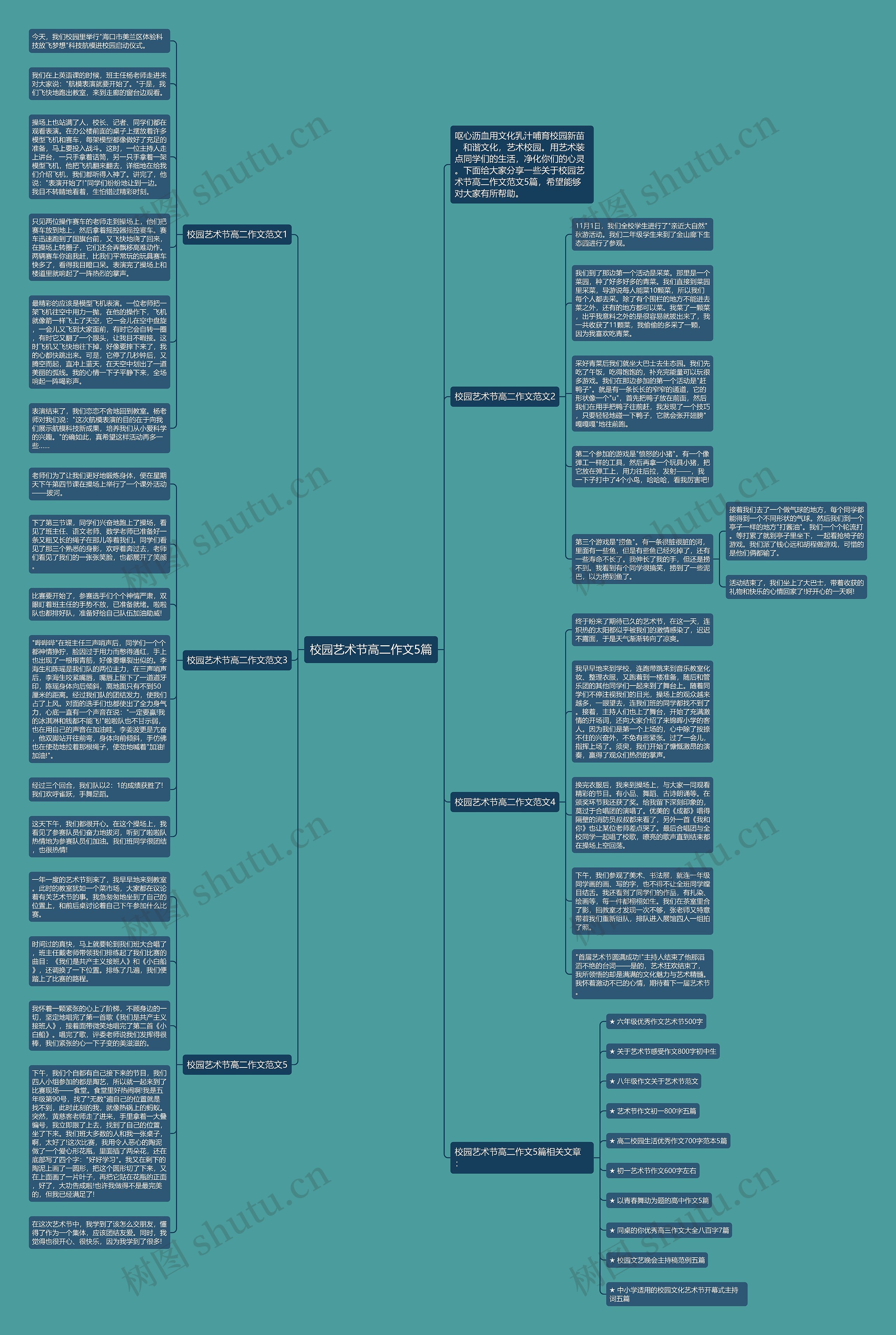 校园艺术节高二作文5篇思维导图