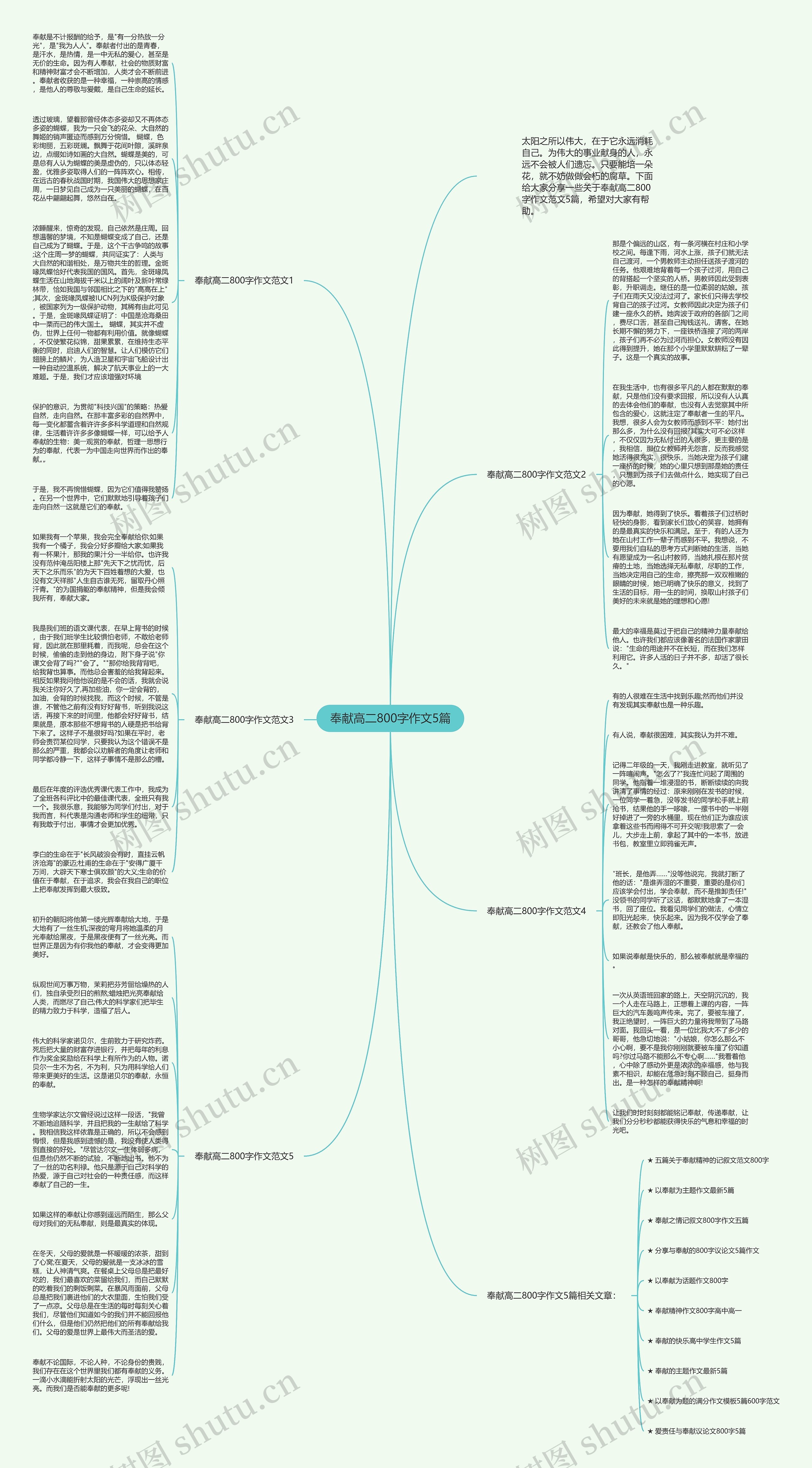 奉献高二800字作文5篇思维导图