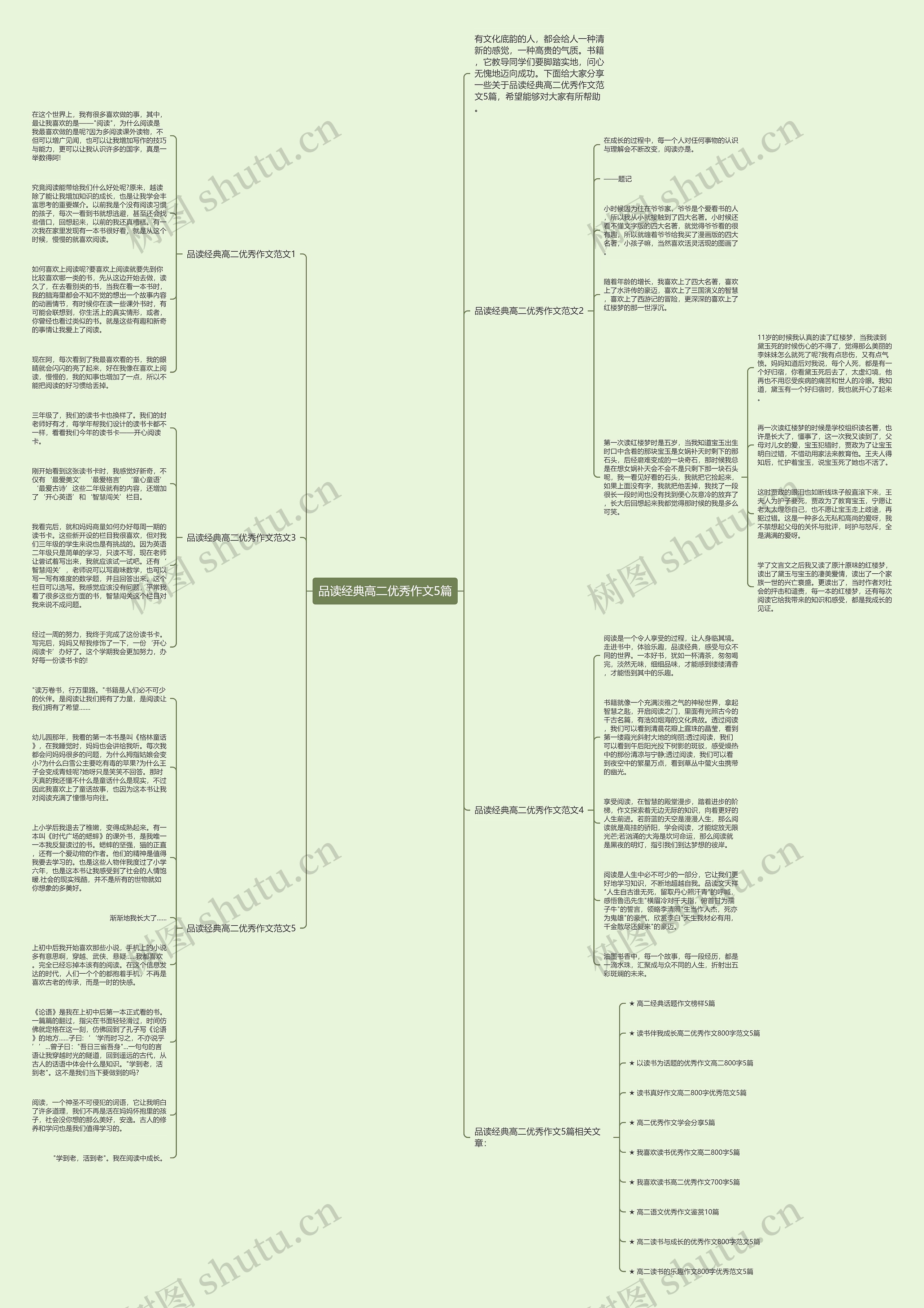 品读经典高二优秀作文5篇思维导图