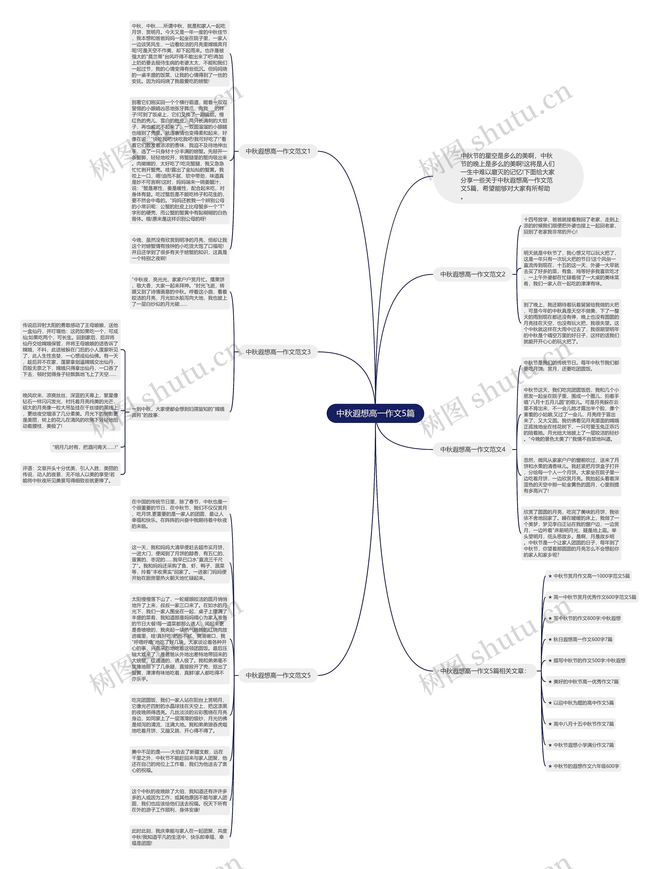 中秋遐想高一作文5篇思维导图