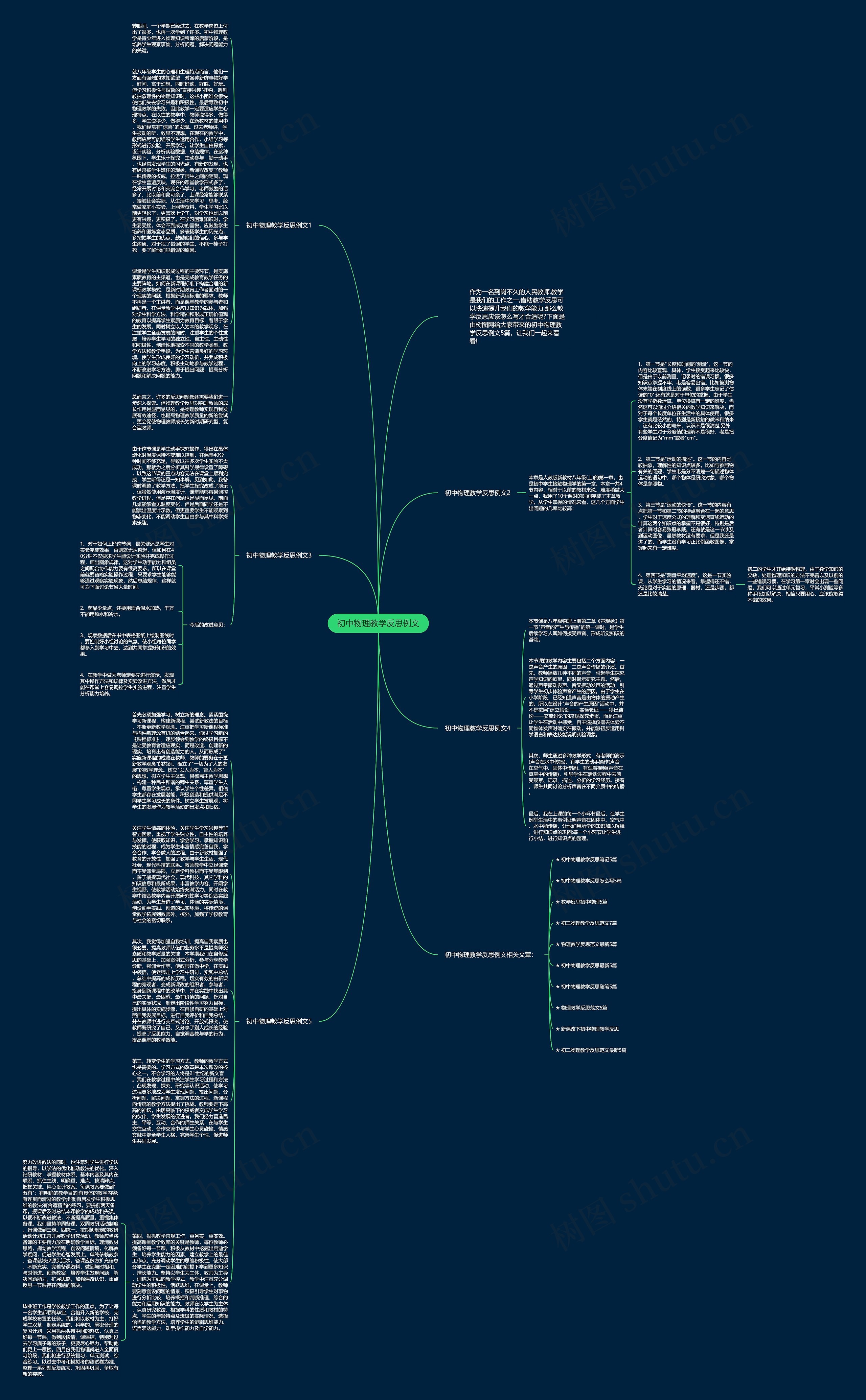 初中物理教学反思例文思维导图