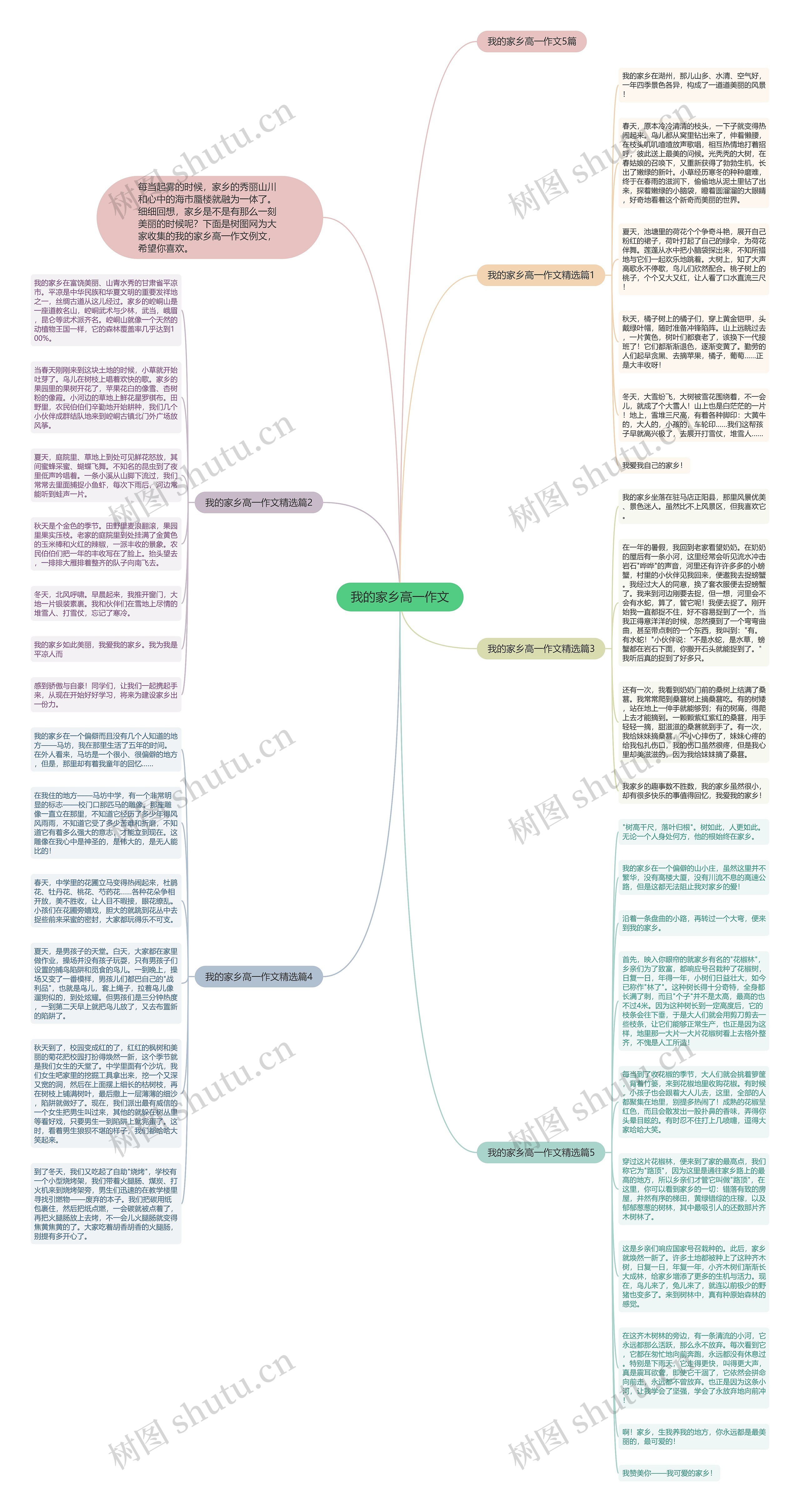 我的家乡高一作文思维导图