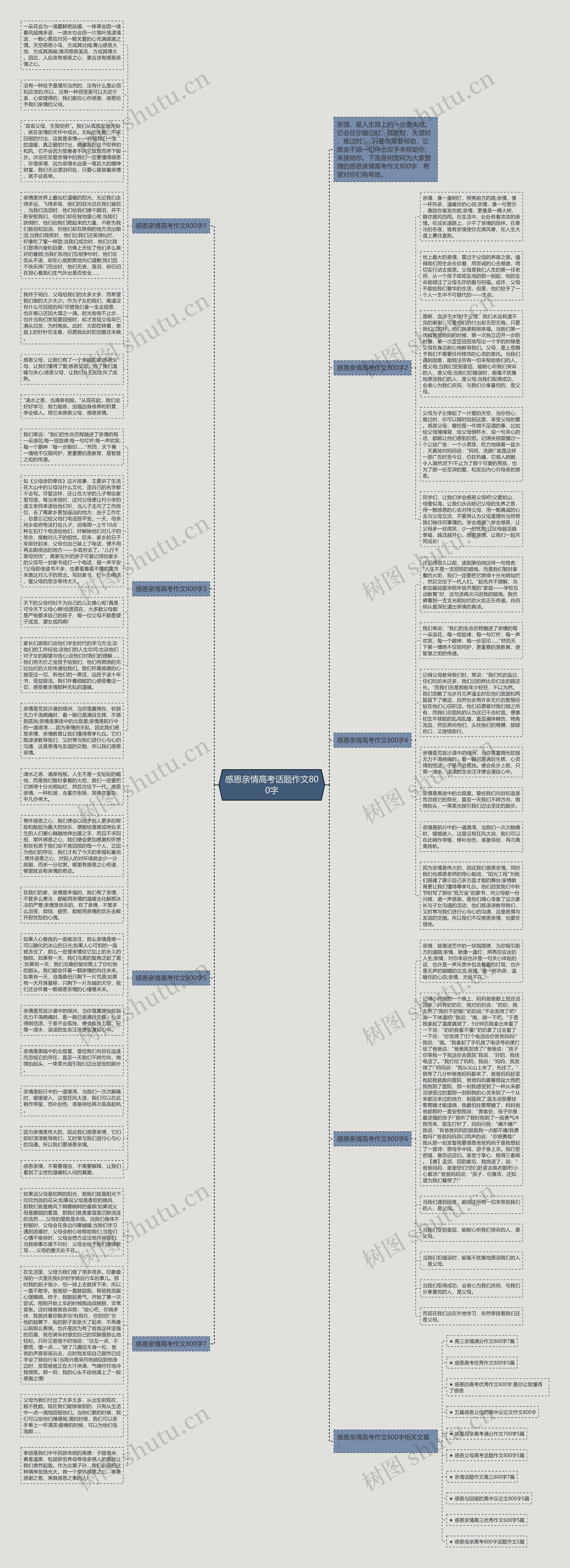 感恩亲情高考话题作文800字思维导图